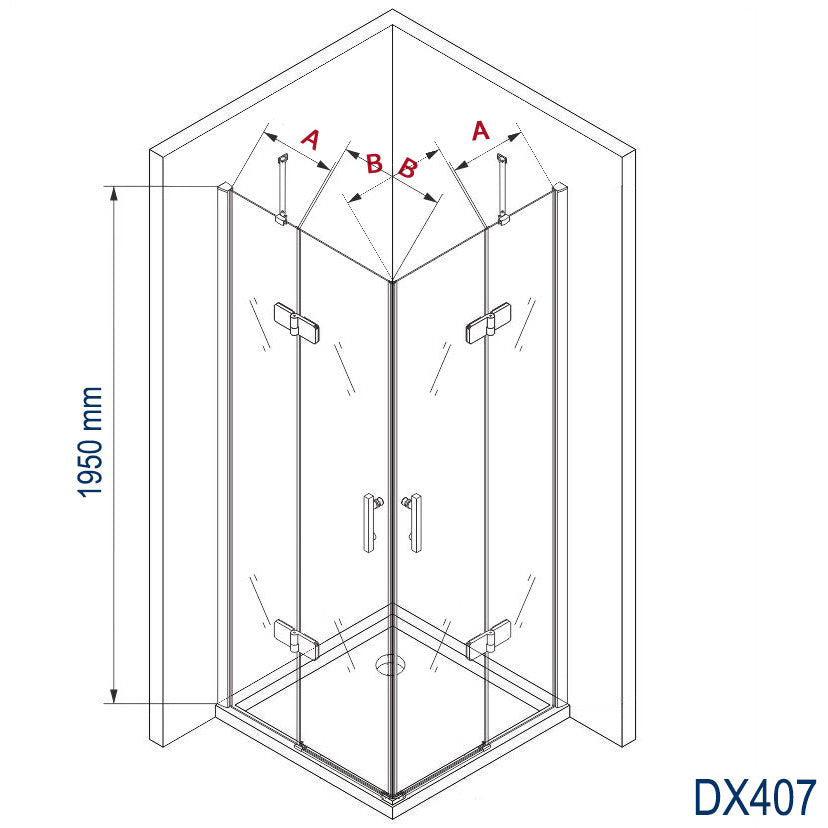 Duche de canto com portas de abrir DX407