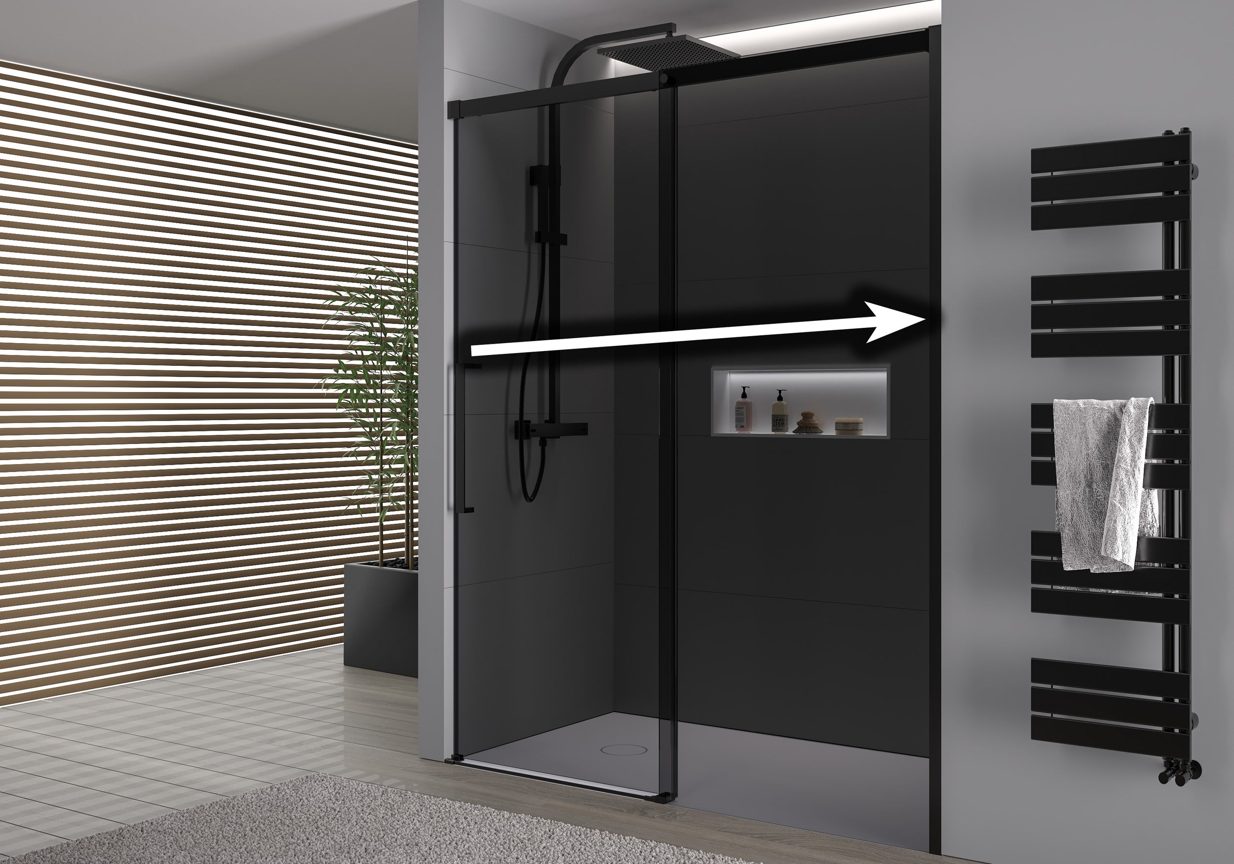 Chuveiro de encastrar com porta de correr Soft-Close DX906 FLEX