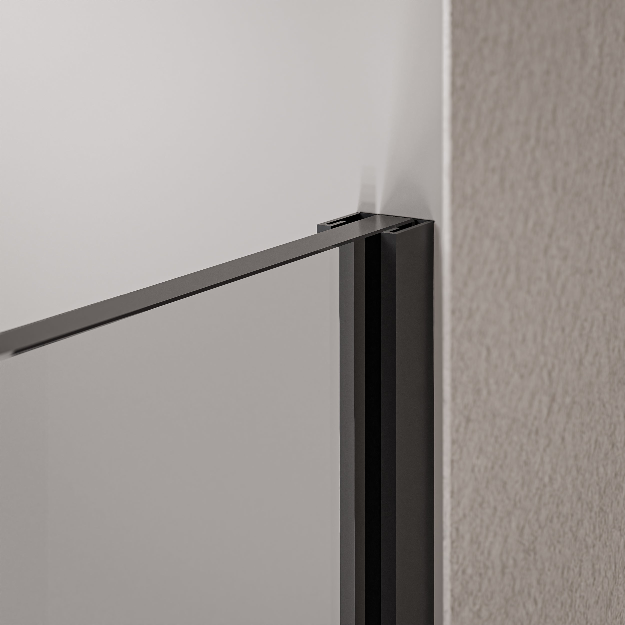 Cabina de duche Walk-in 10mm nano clear glass EX102 - 1 parede de vidro perfil em aço inoxidável preto mate - largura selecionável