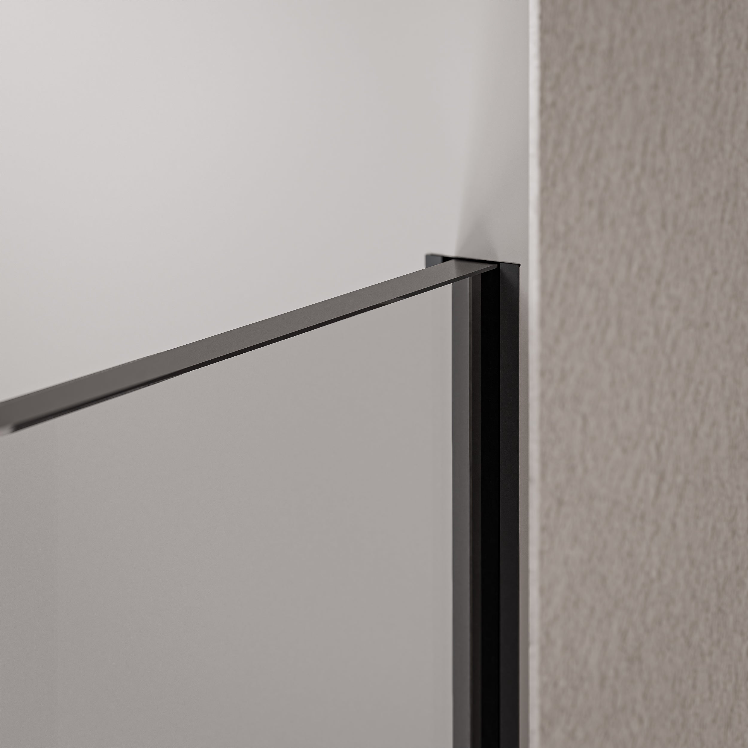 Cabina de duche Walk-in 10mm nano clear glass EX102 - 1 parede de vidro perfil em aço inoxidável preto mate - largura selecionável