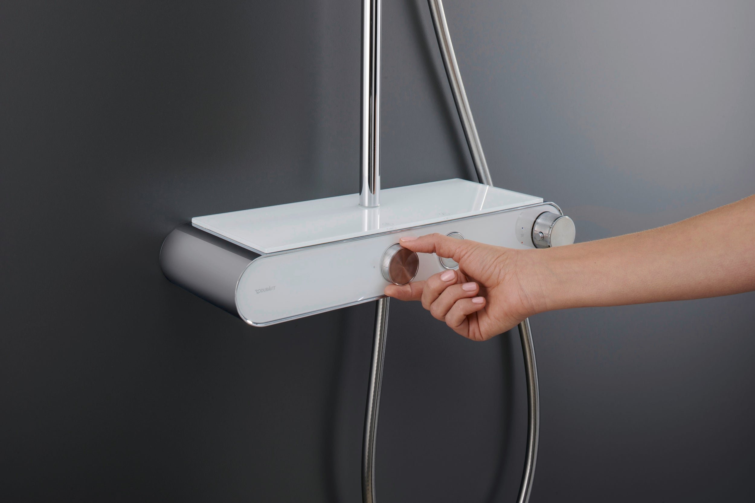 Duravit sistema de duche com termostato e prateleira de vidro