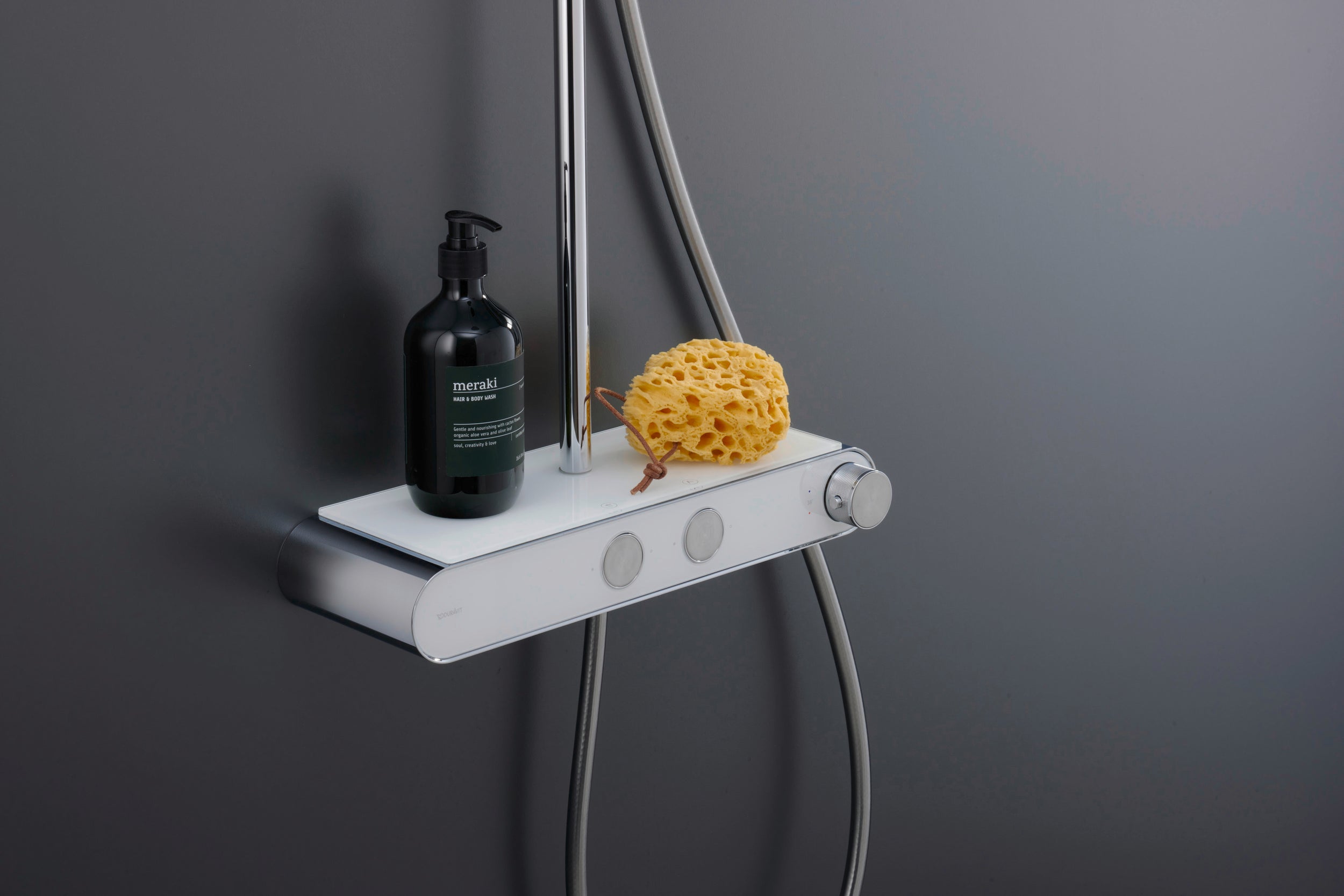 Duravit sistema de duche com termostato e prateleira de vidro