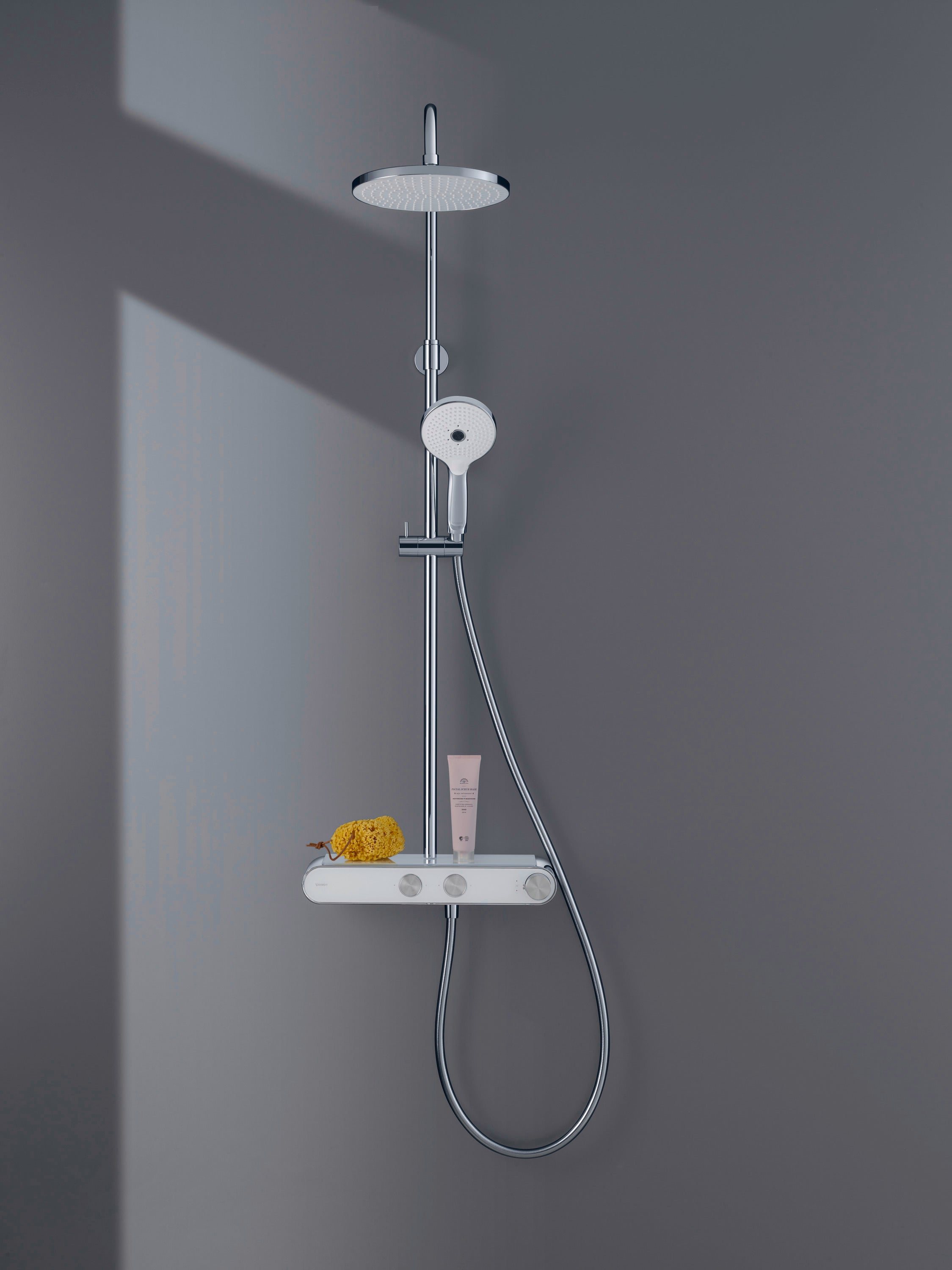 Duravit sistema de duche com termostato e prateleira de vidro