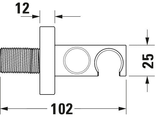 Duravit Universal curva de parede com suporte para chuveiro