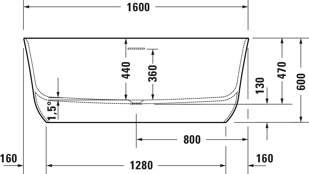 Banheira autónoma Duravit Soleil em DuroCast Plus (fundição mineral), 160x80 cm, branco mate