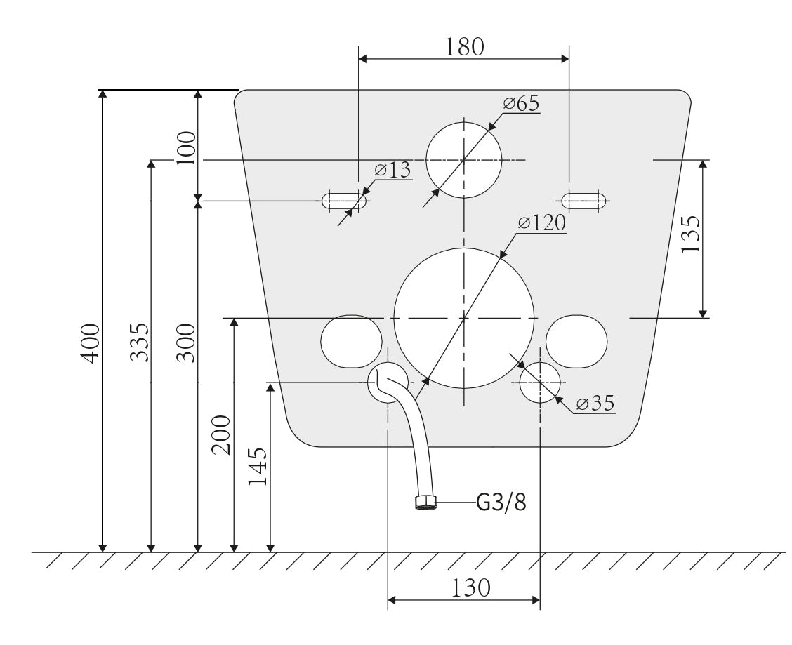 Conjunto completo de sanita com chuveiro higiénico Basic 1104 com elemento de parede Geberit Duofix