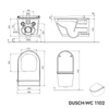 Conjunto completo de sanita com chuveiro higiénico PRO+ 1102 com elemento pré-instalado na parede Geberit Duofix