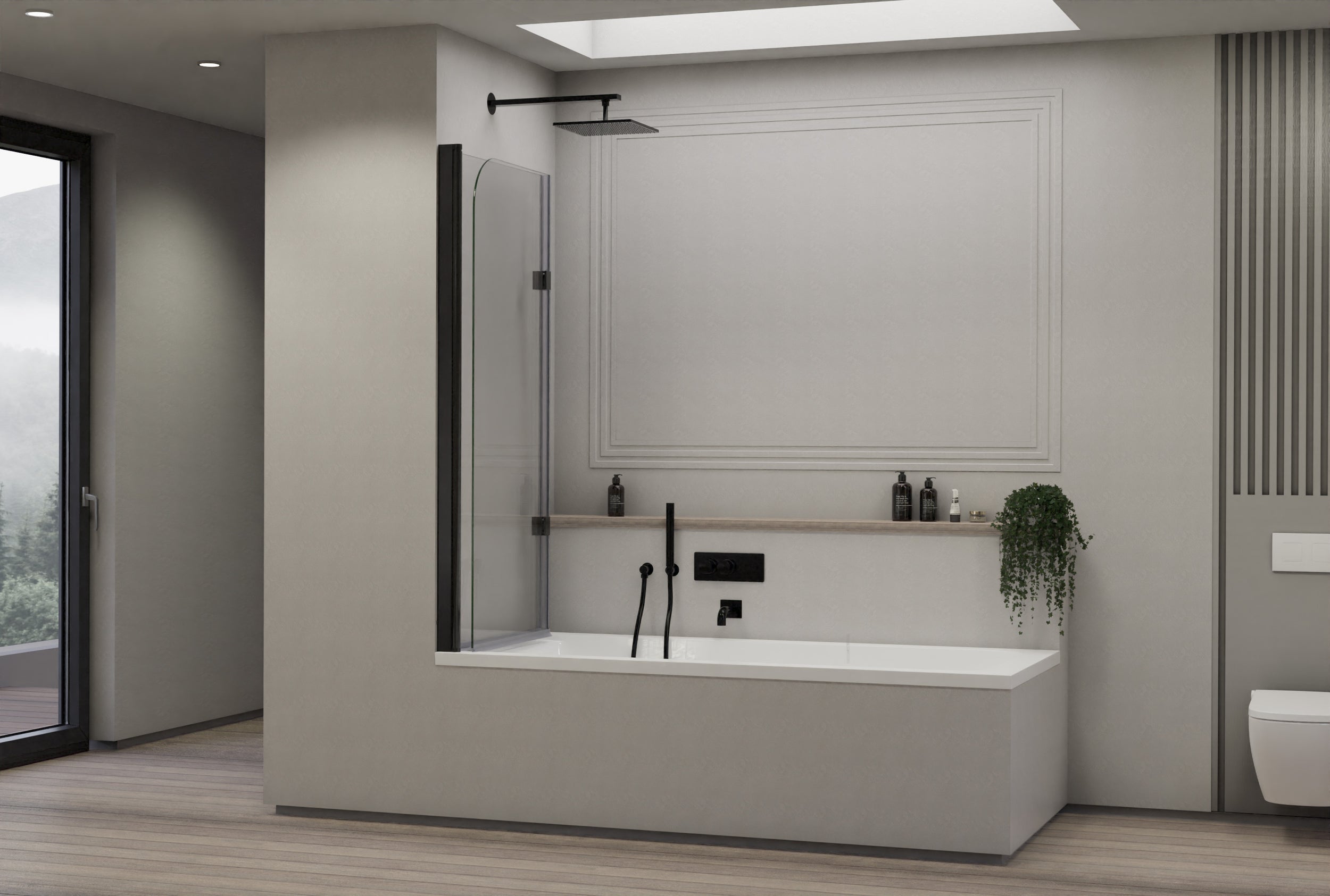Chuveiro Nano vidro real 6mm NT209 - 120 x 140 cm - cor do perfil seleccionável
