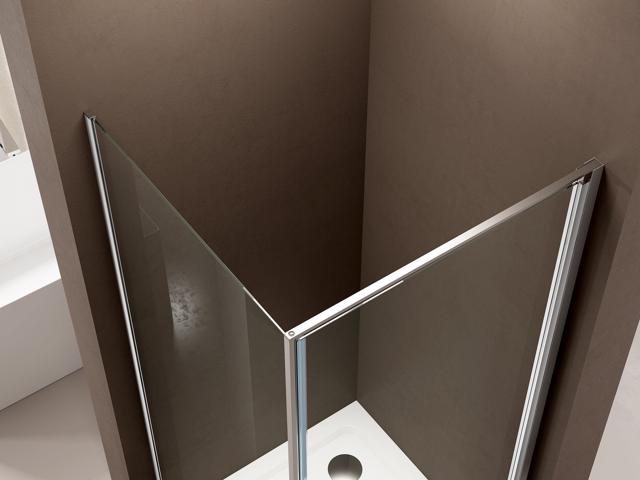 Recinto de duche de canto, com revestimento NANO - 6mm - EX416S - 80 x 80 x 195 cm