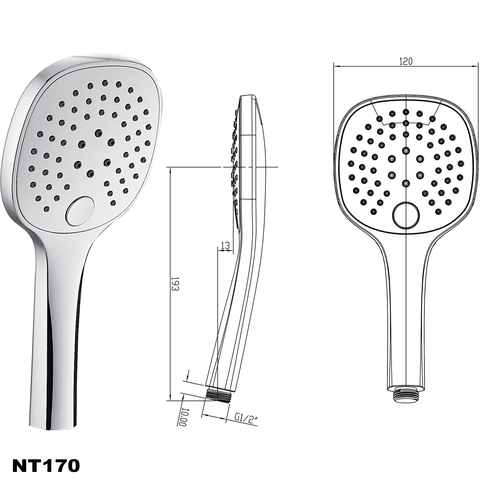 Conjunto de chuveiro barra de duche NT127B com curva de ligação à parede integrada