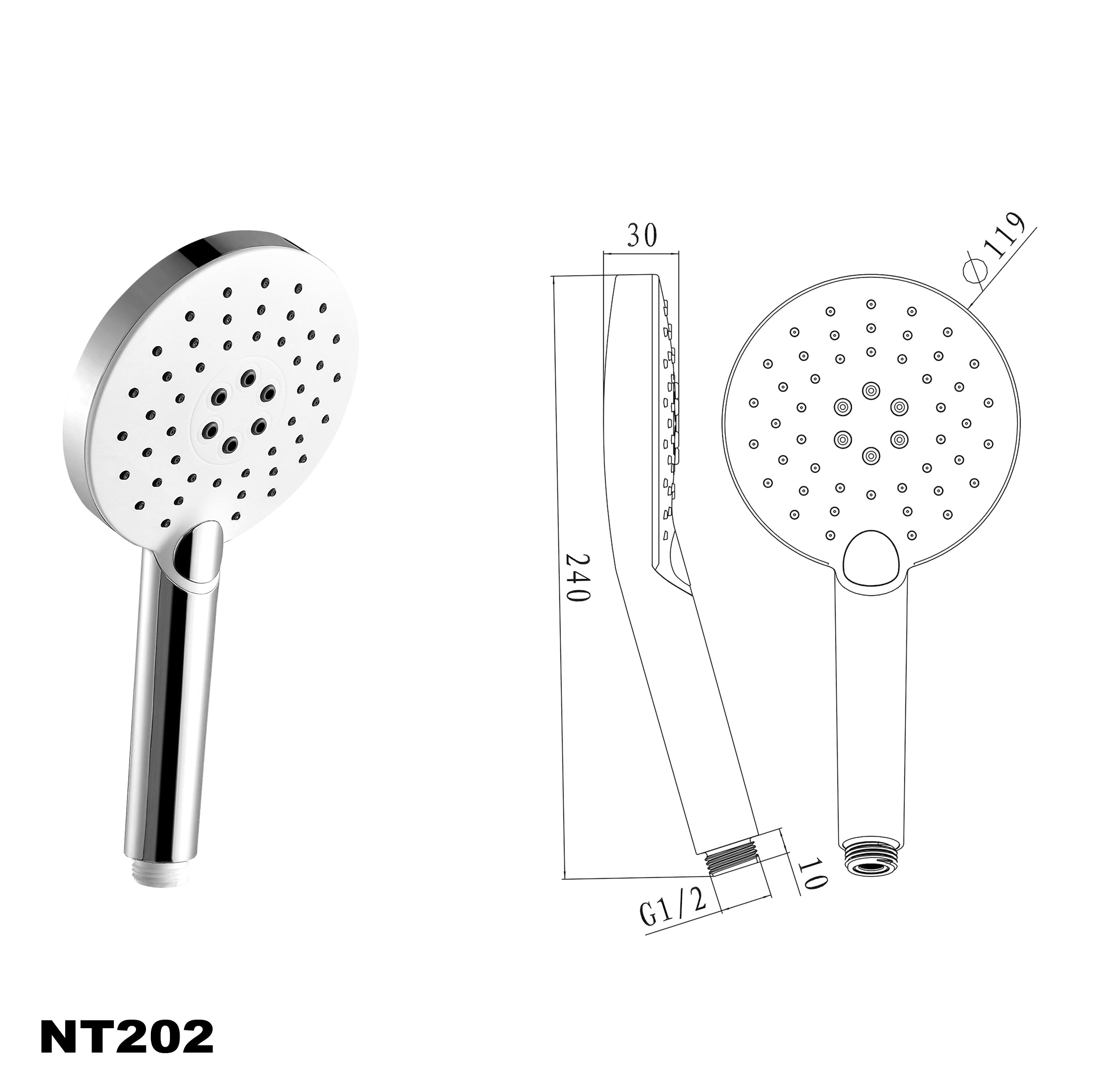 Conjunto de chuveiro barra de duche NT127B com curva de ligação à parede integrada