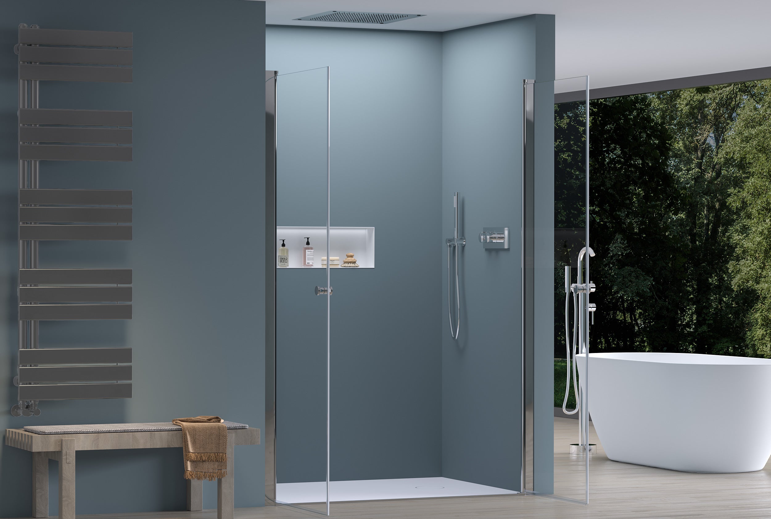 Chuveiro Alcove com portas de batente duplo NT218