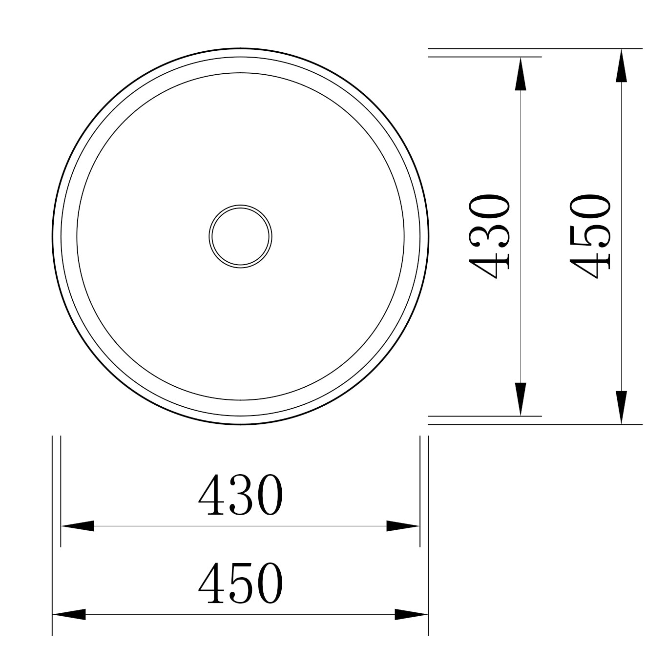 Bancada de lavatório de design NT2420 de fundição mineral - aspecto betão fosco - 45 x 45 x 10 cm