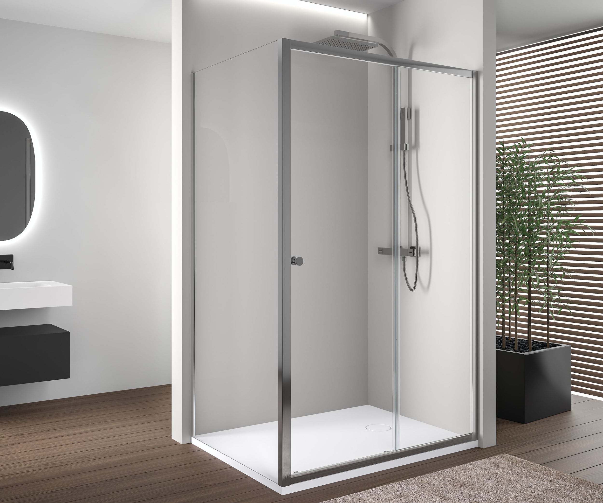 Duche de canto com porta de correr NT504