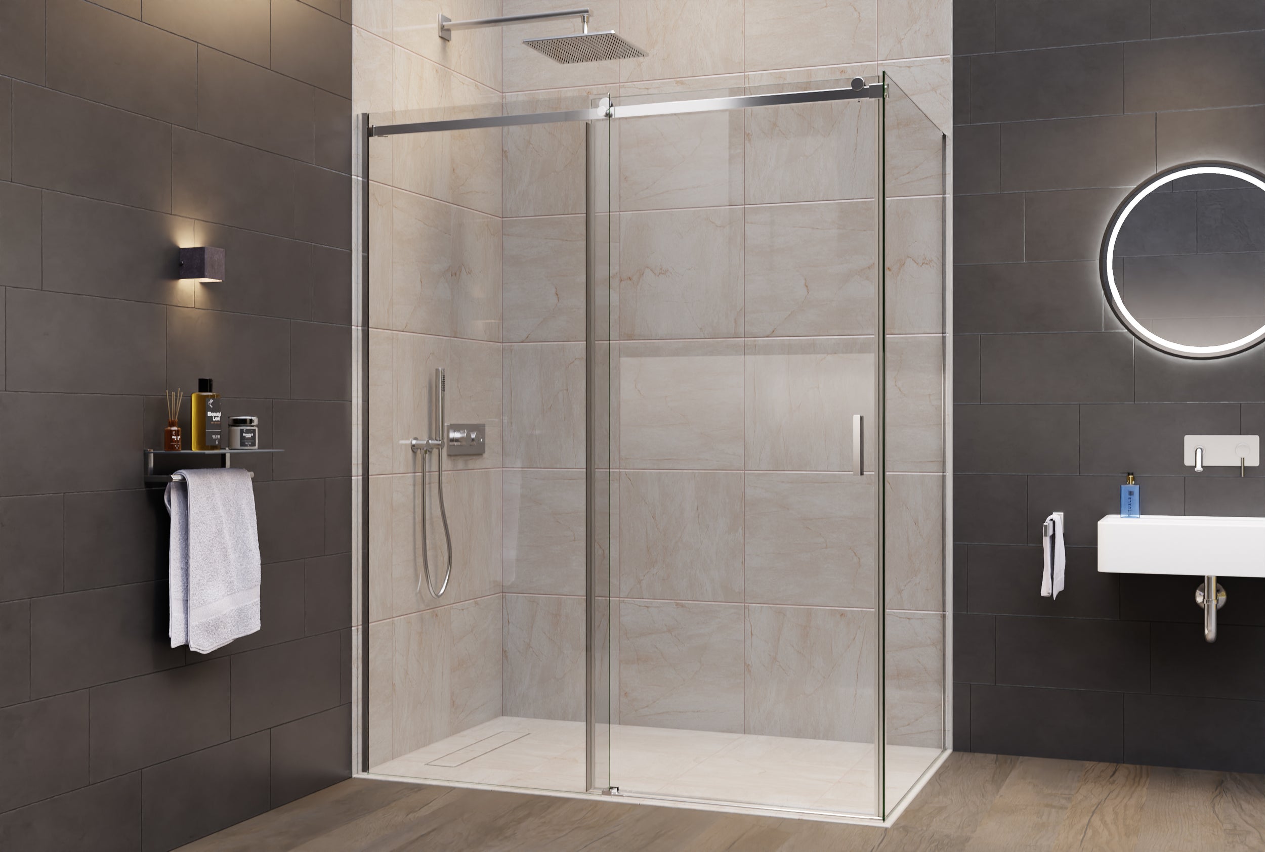 Chuveiro de canto com porta deslizante NT806 FLEX