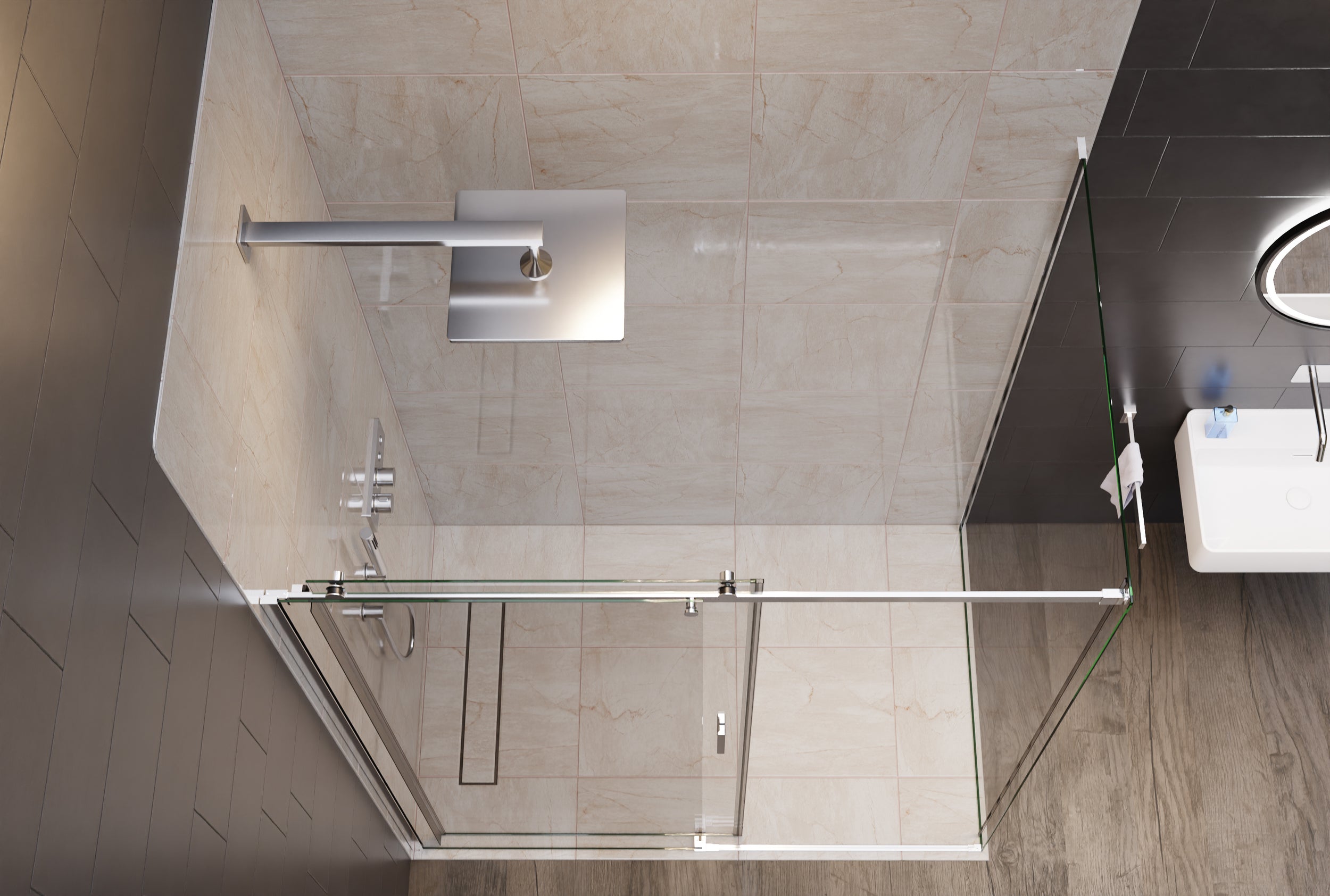 Chuveiro de canto com porta deslizante NT806 FLEX