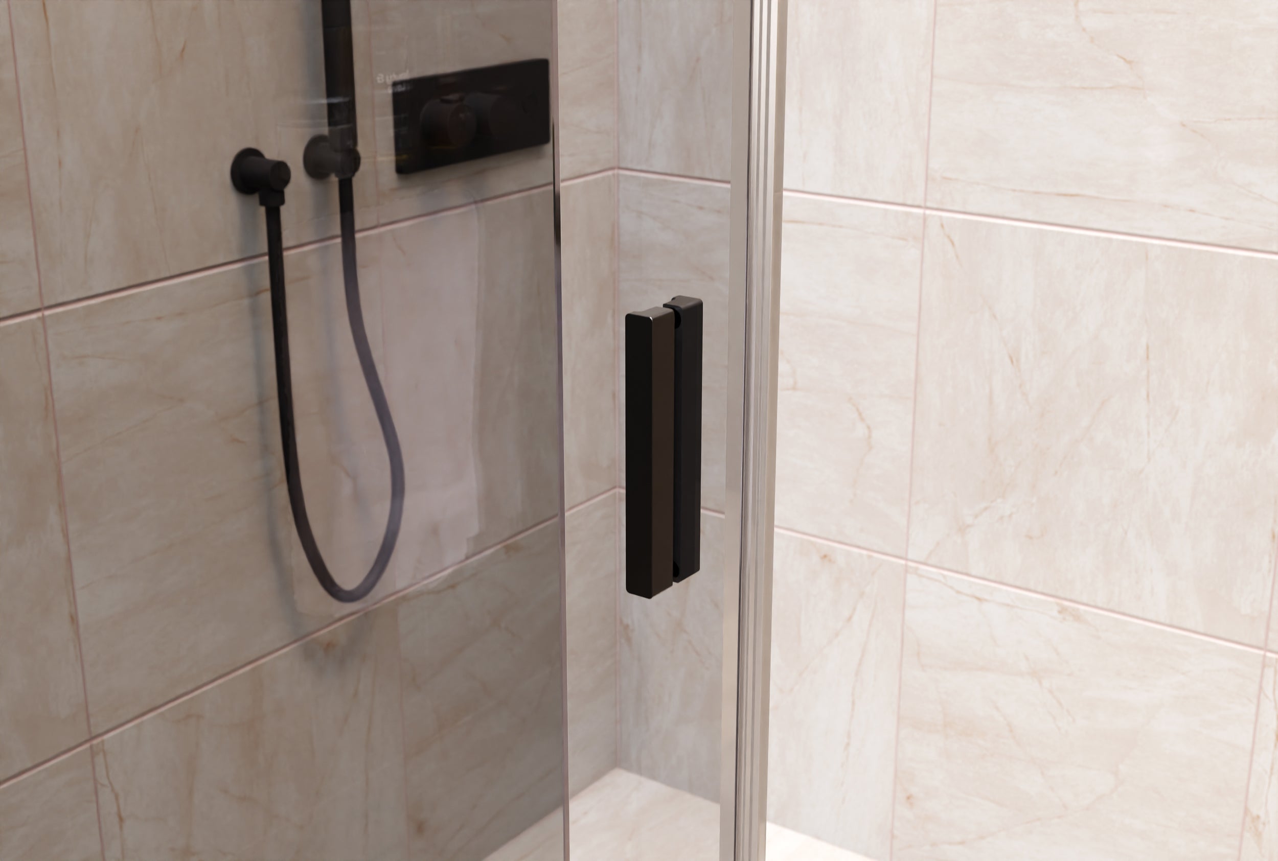Chuveiro de alcova com porta de correr NT806 FLEX Preto mate