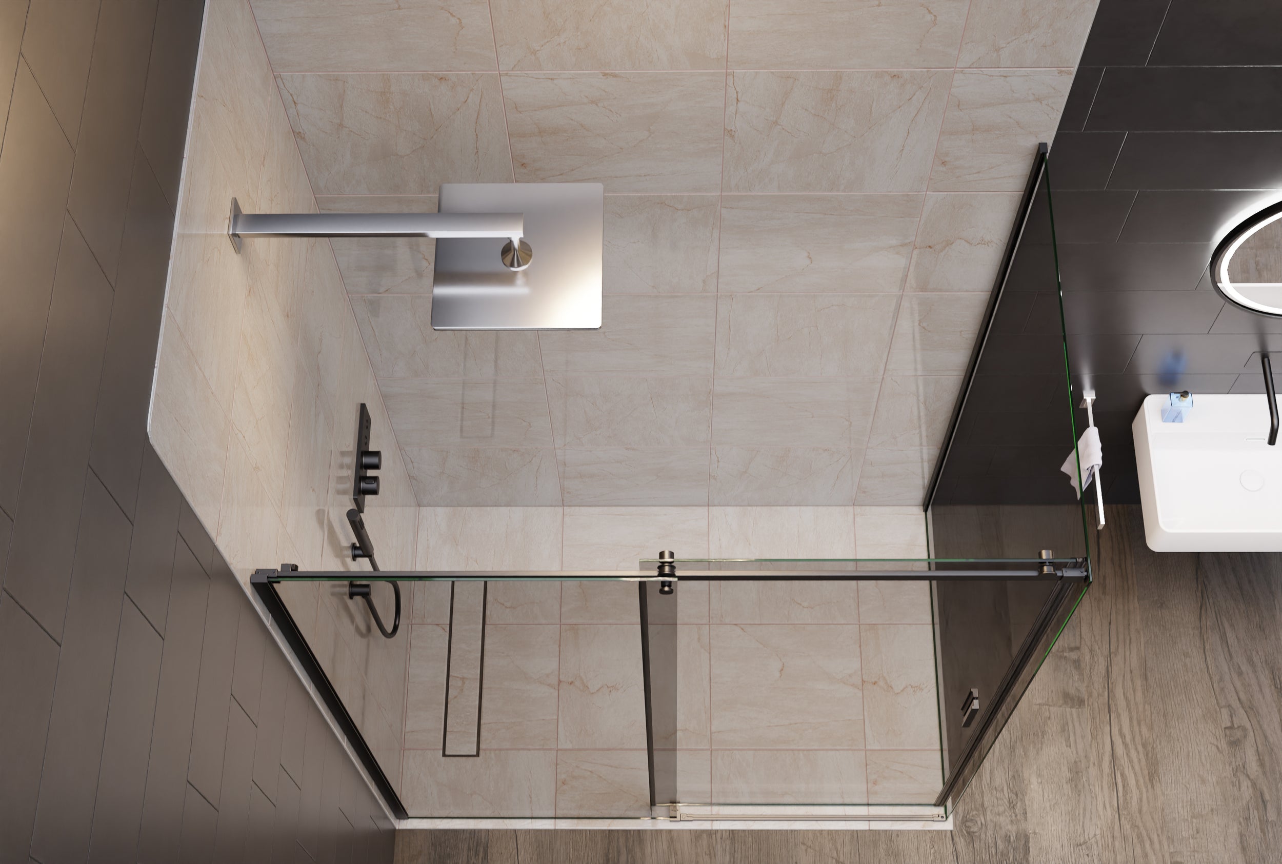 Chuveiro de canto com porta deslizante NT806 FLEX