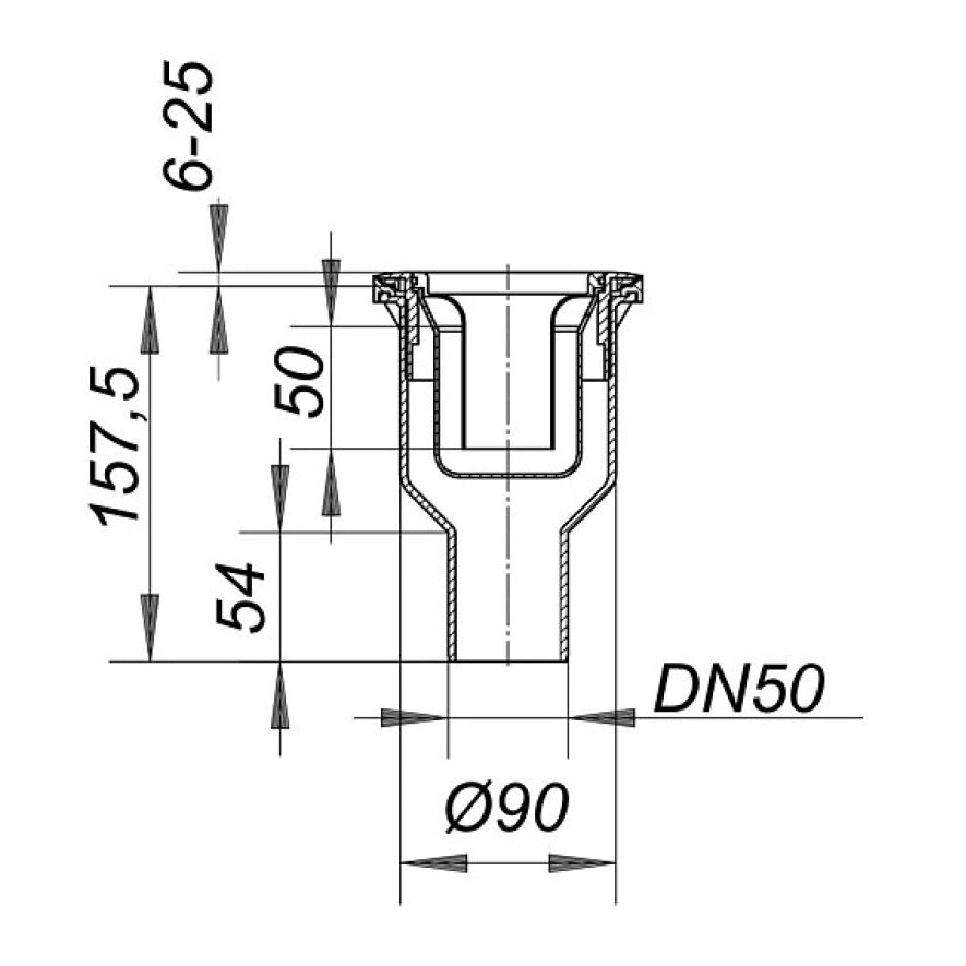 Corpo de descarga para base de duche Dallmer ORIO V