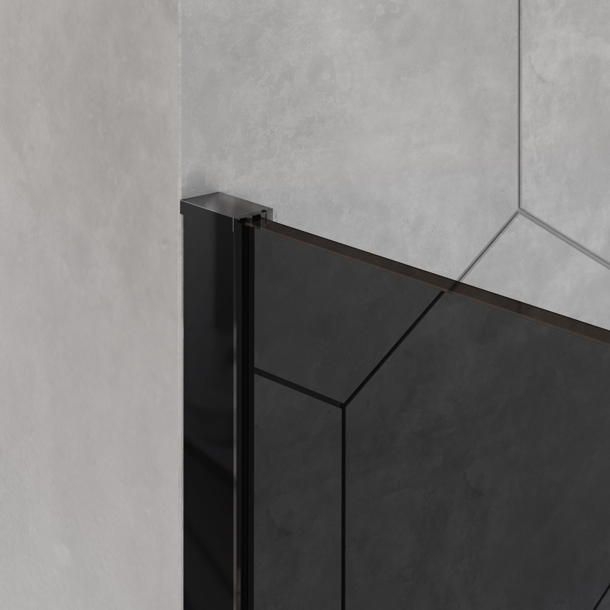 Divisória de duche EX101 Black - revestimento NANO - vidro temperado cinzento - 8 mm - disponível em diferentes tamanhos