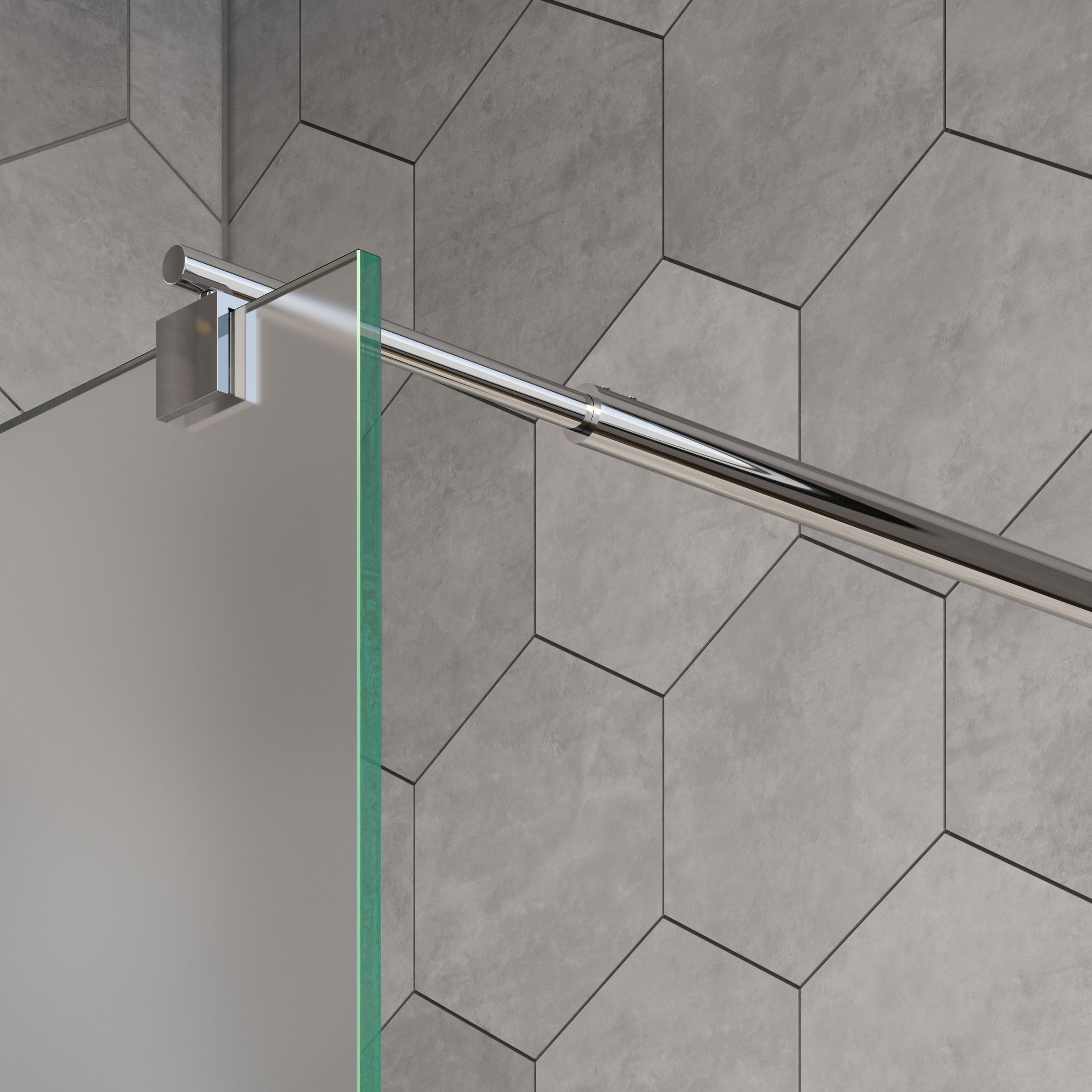 Divisória de duche EX101 - 10 mm NANO vidro genuíno - vidro acetinado - largura selecionável 