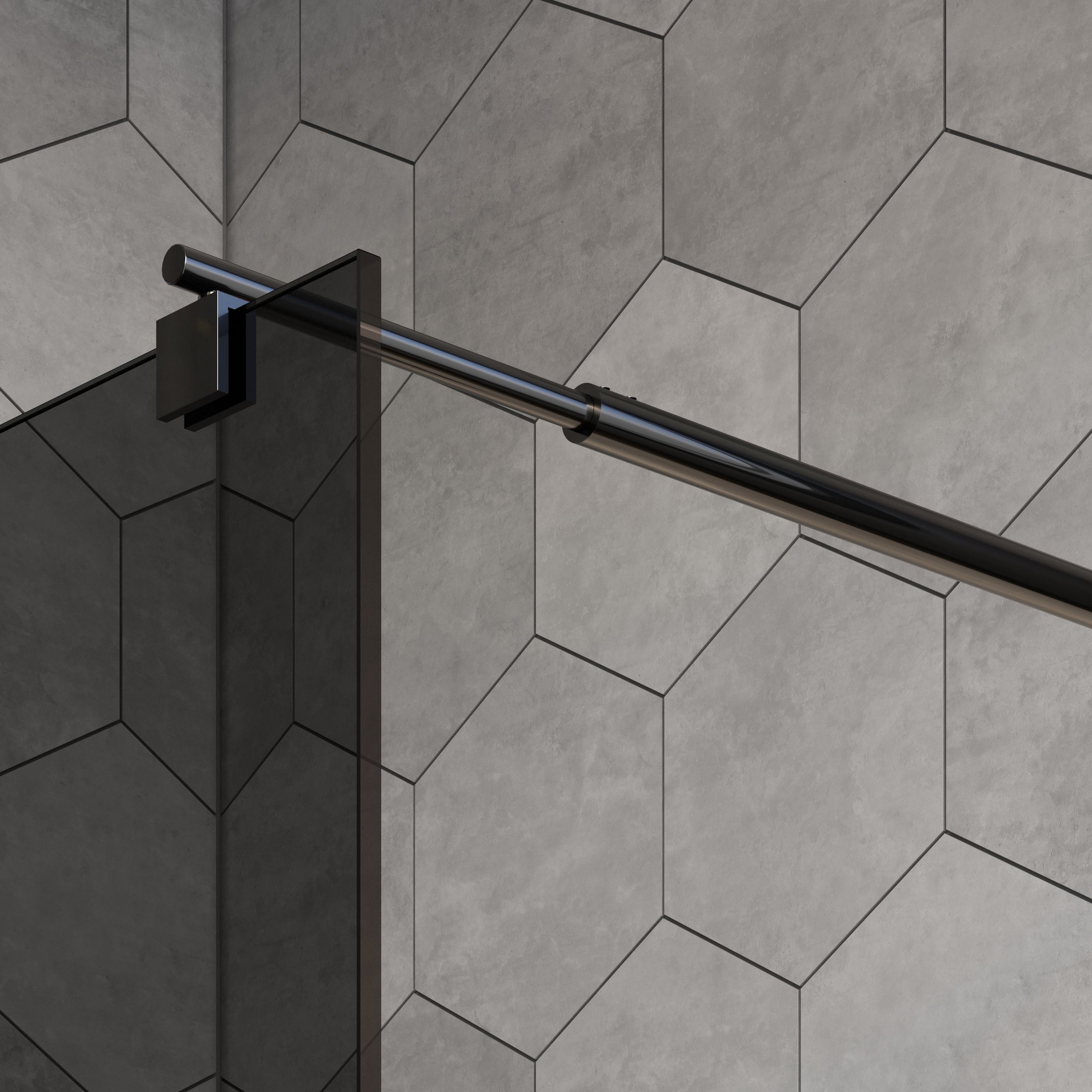 Divisória de duche EX101 Black - revestimento NANO - vidro temperado cinzento - 8 mm - disponível em diferentes tamanhos