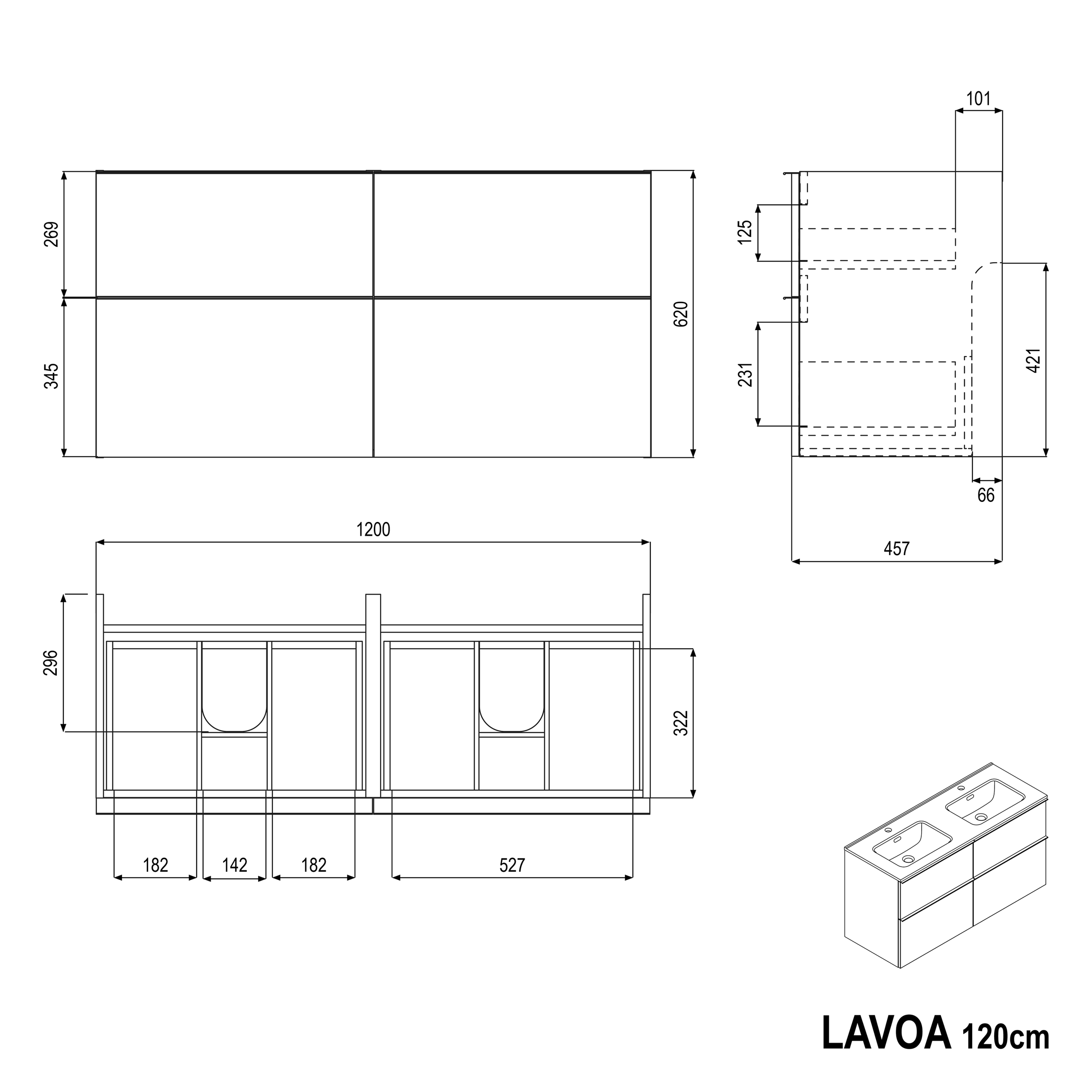 Móvel de casa de banho LAVOA 120 cm