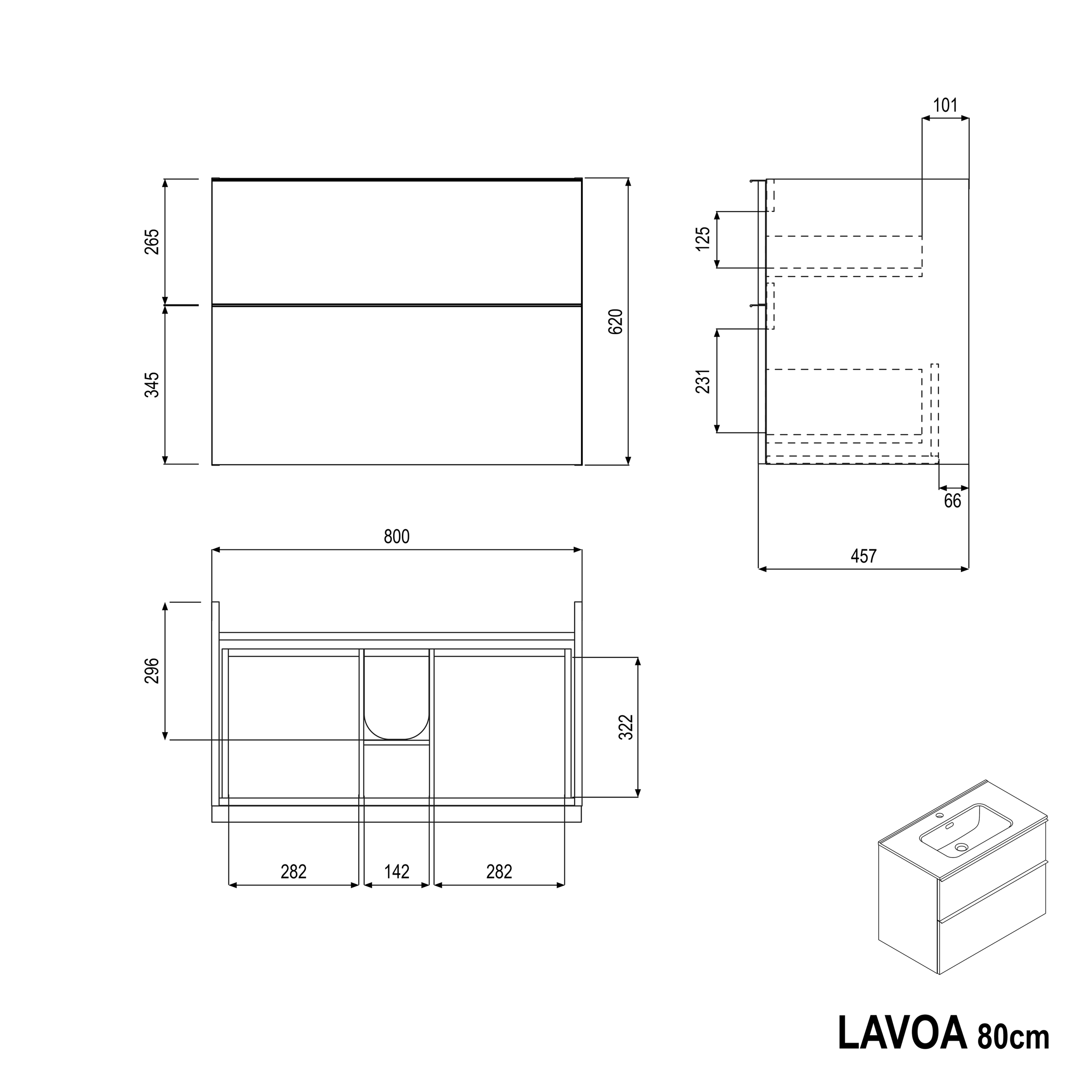 Móvel de casa de banho LAVOA 80 cm