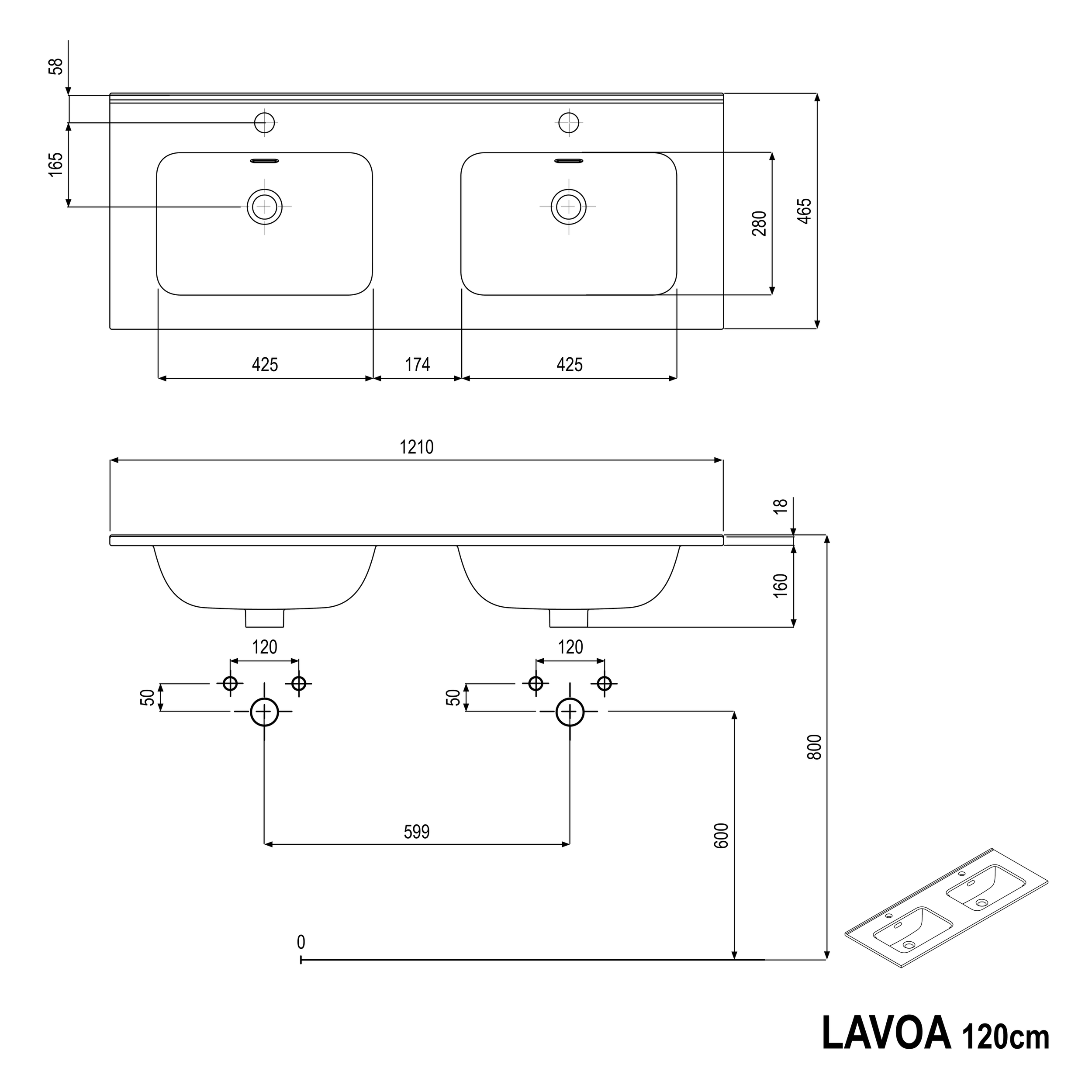 Móvel de casa de banho LAVOA 120 cm