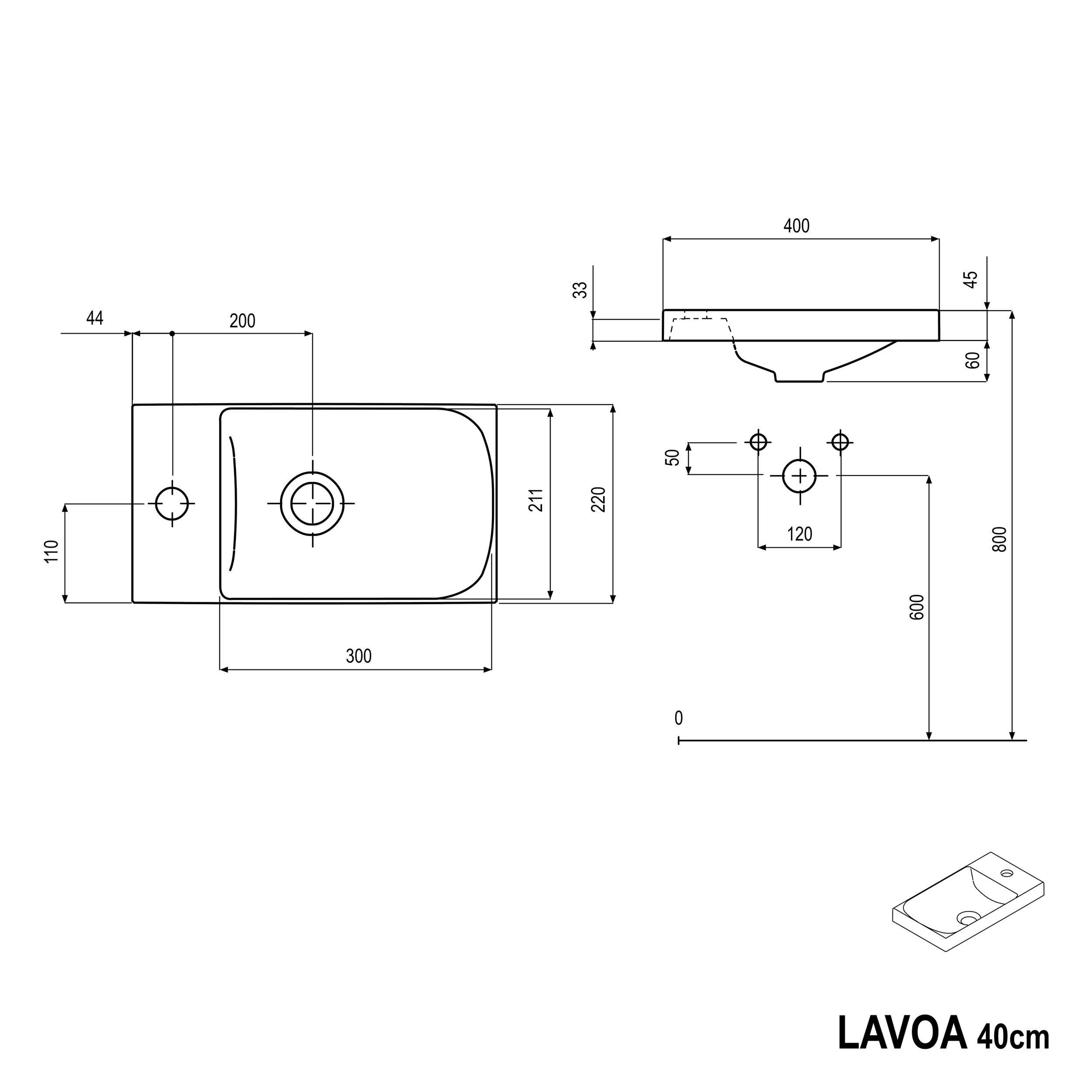 Móvel de casa de banho LAVOA 40 cm