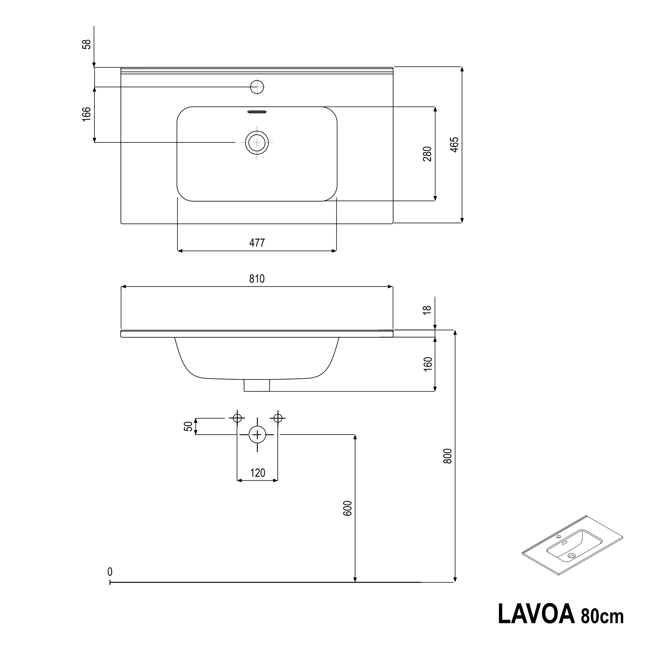 Móvel de casa de banho LAVOA 80 cm