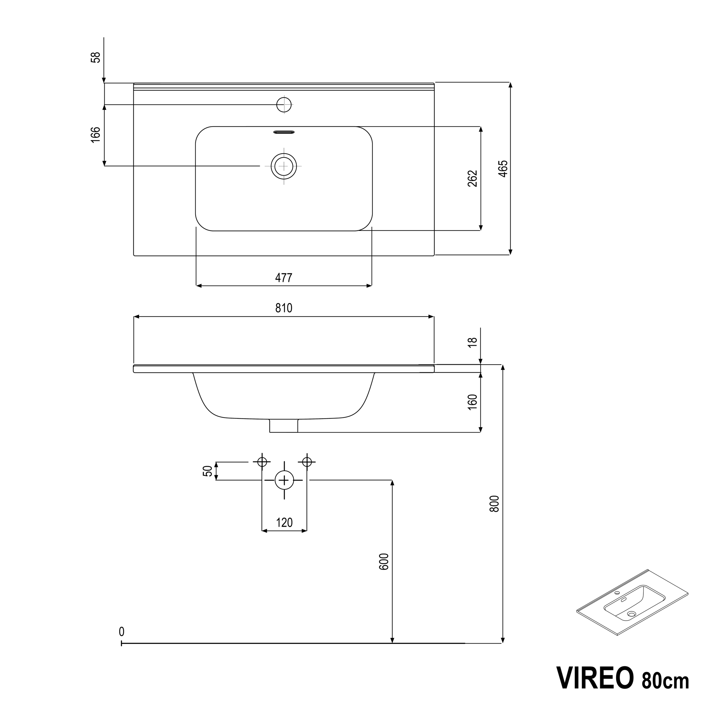 Conjunto de móveis de casa de banho VIREO 80 cm com lavatório