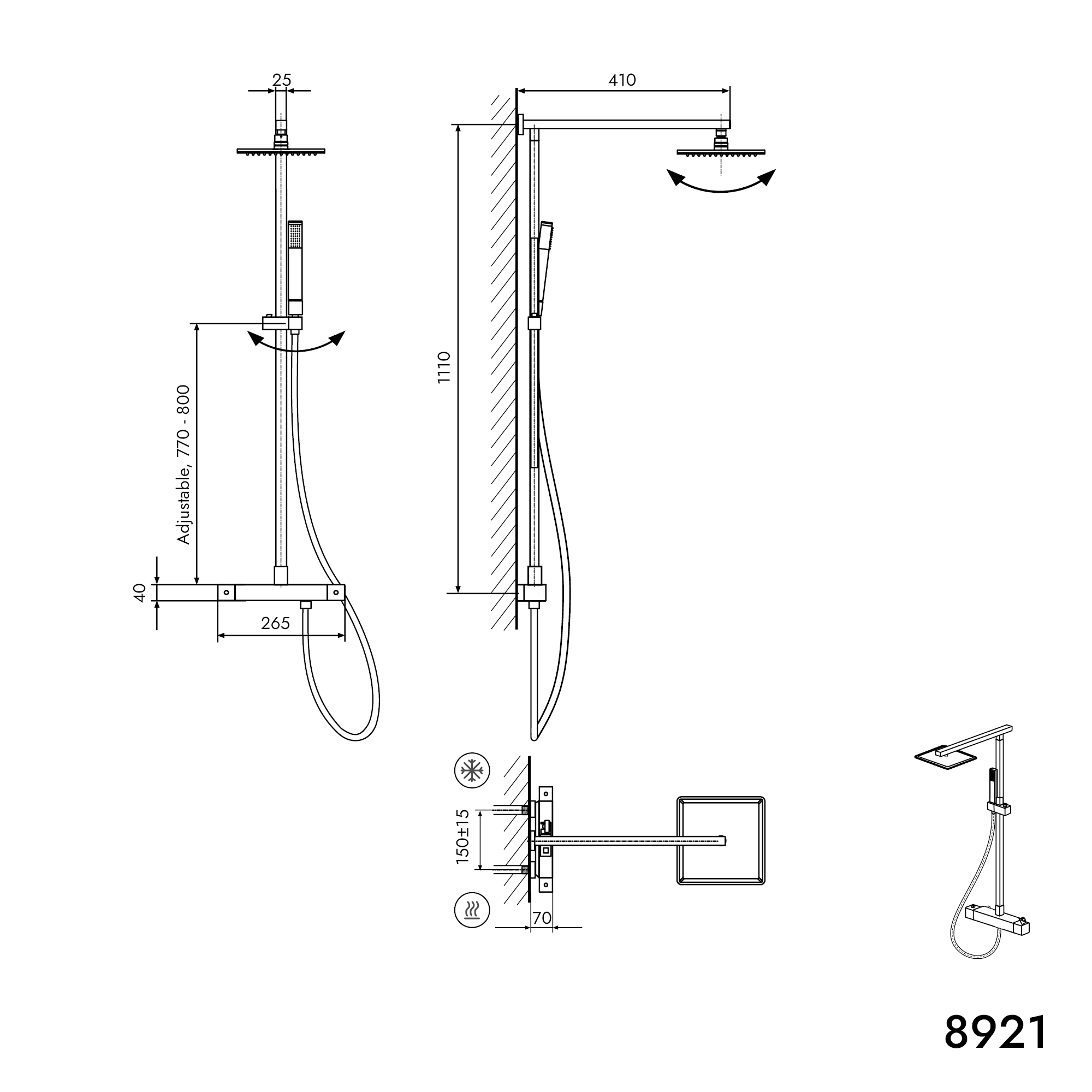 Coluna de duche Termostato SEDAL 8921B Basic