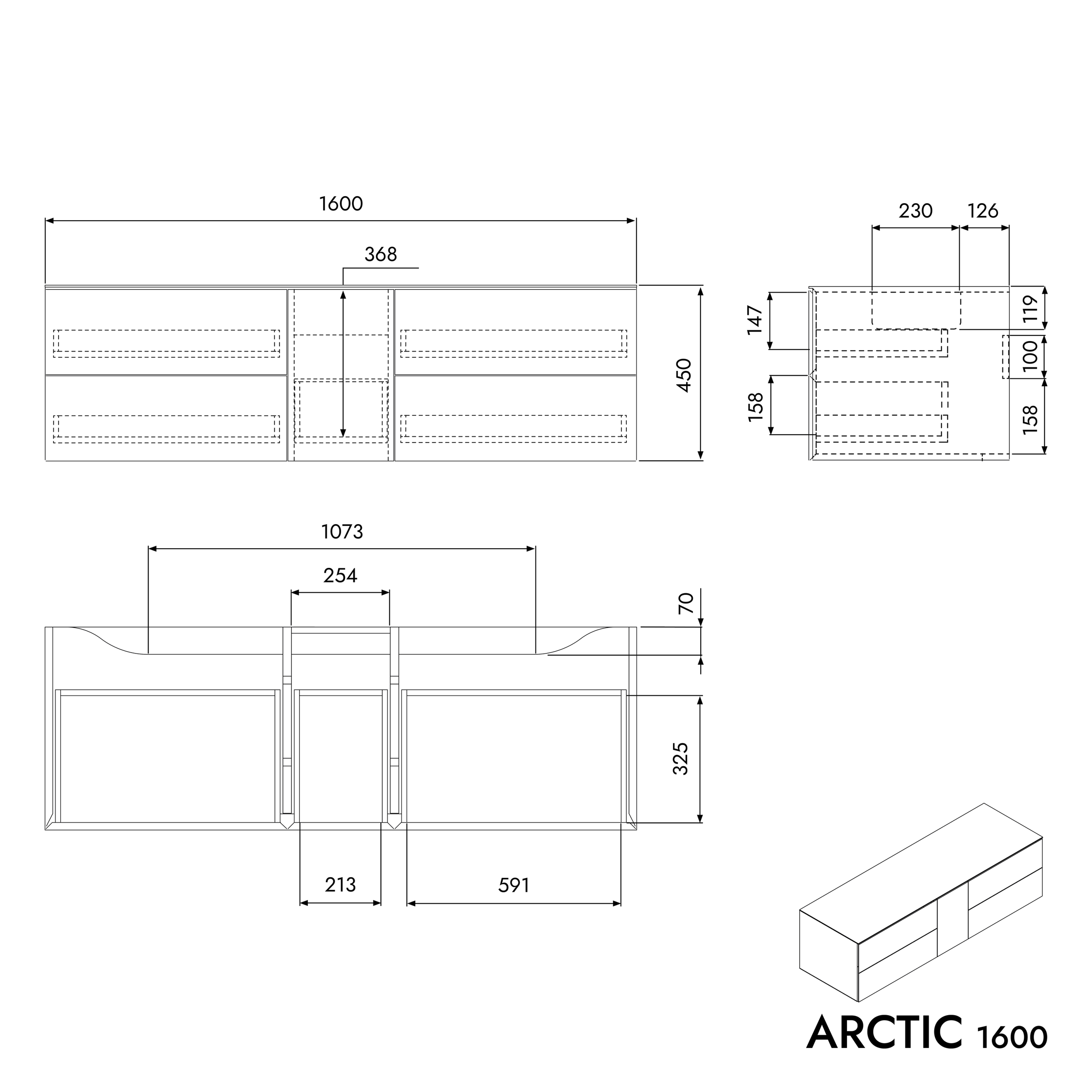 Unidade de vaidade completa ARCTIC 1600