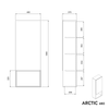 Armário lateral ARCTIC 480 branco de toque suave - dobradiças da porta à esquerda- compartimento aberto na parte inferior