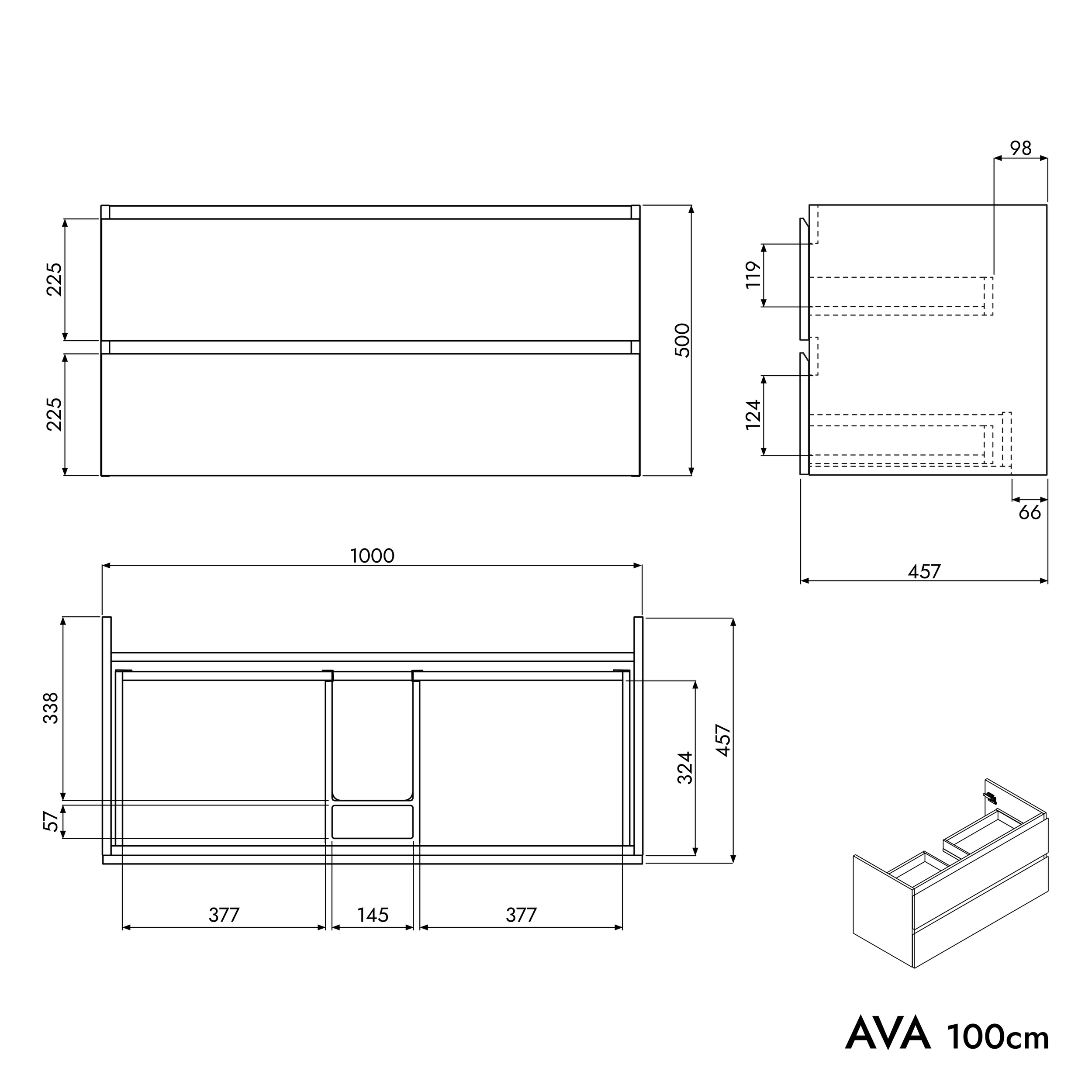 Móvel de toucador AVA 100 cm