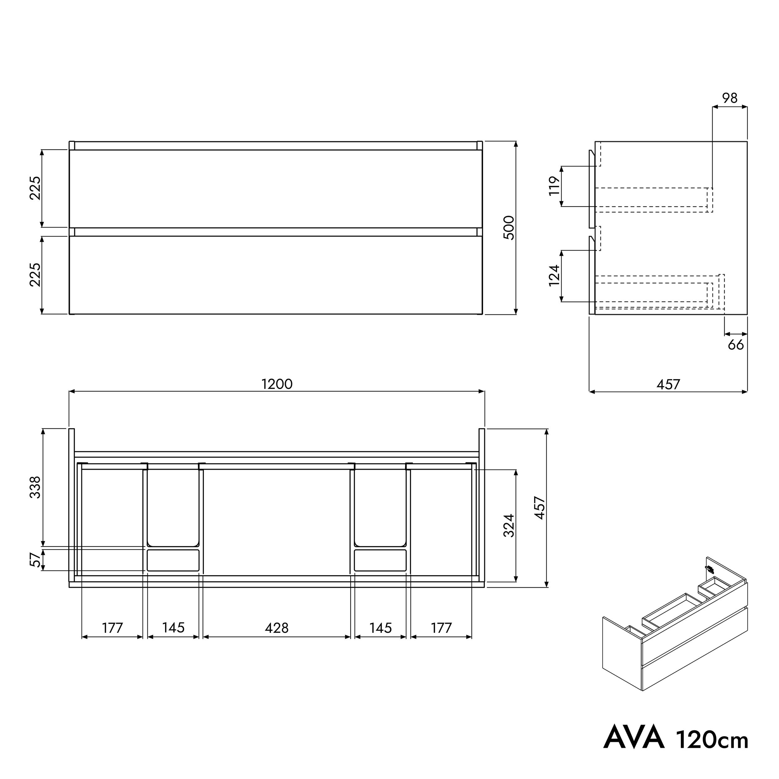 Móvel de casa de banho AVA 120 cm