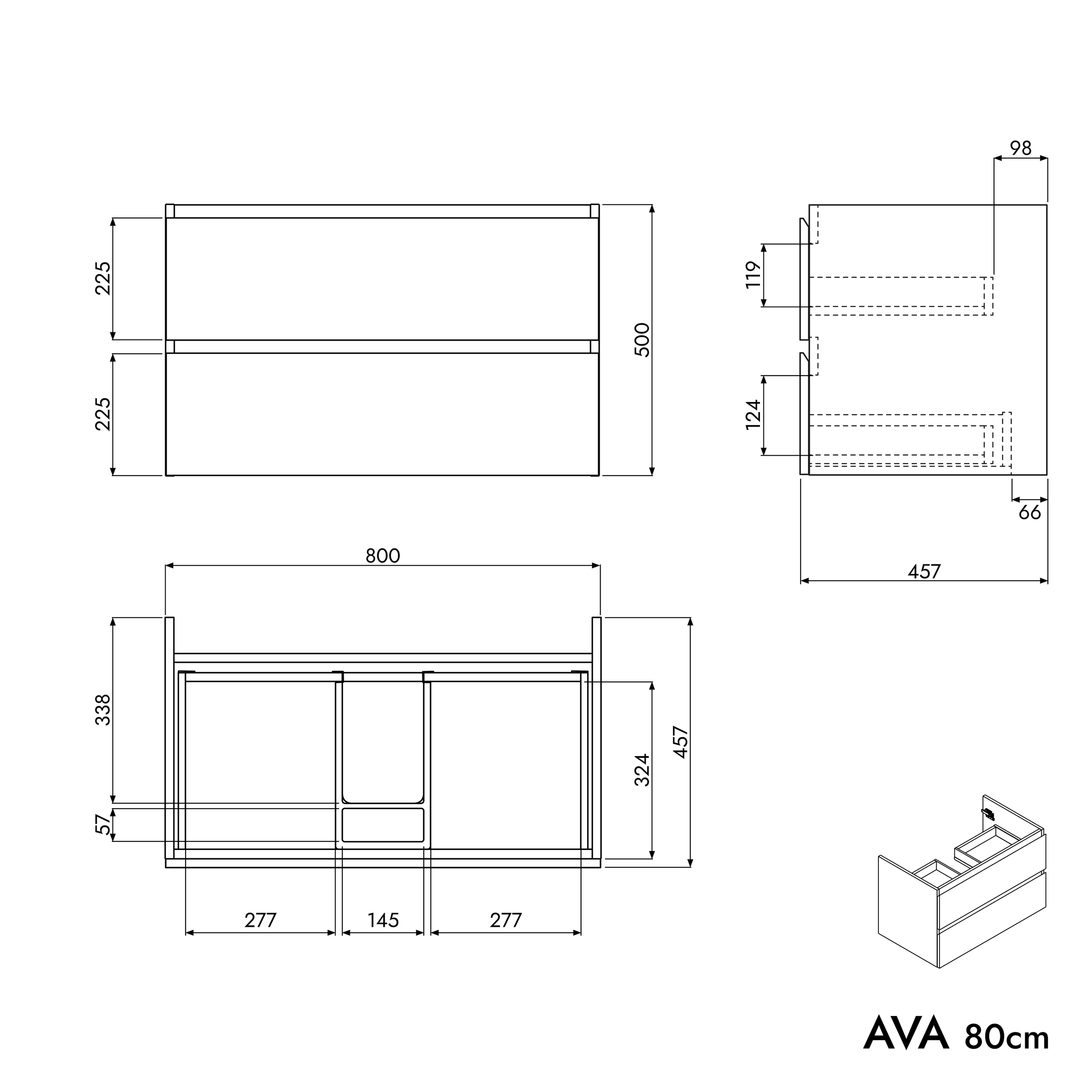 Armário de base AVA 80 cm