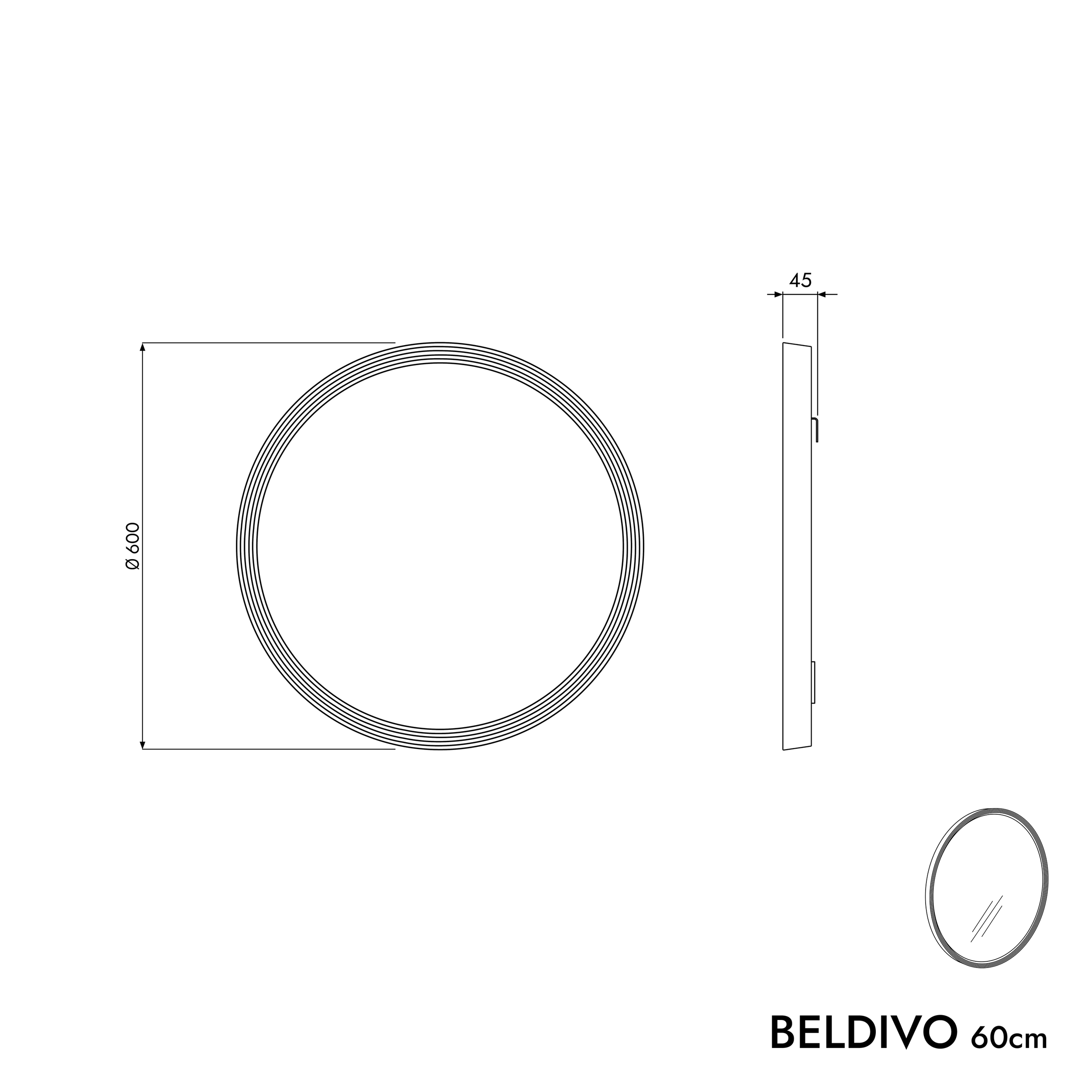 Conjunto de móveis de casa de banho BELDIVO 60 cm com lavatório