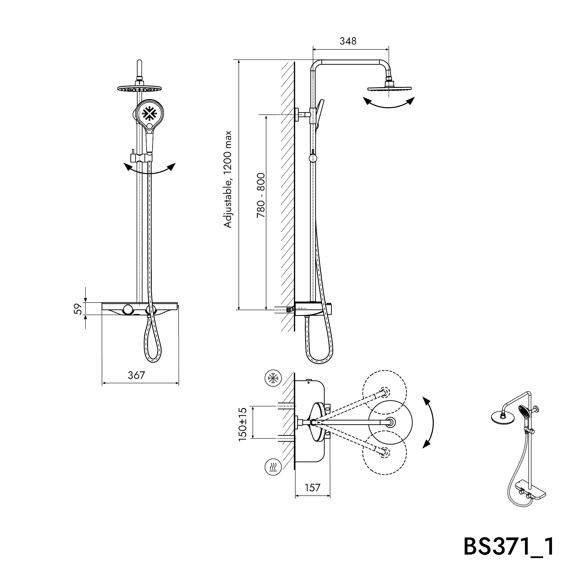 Sistema de duche Termostato BS371