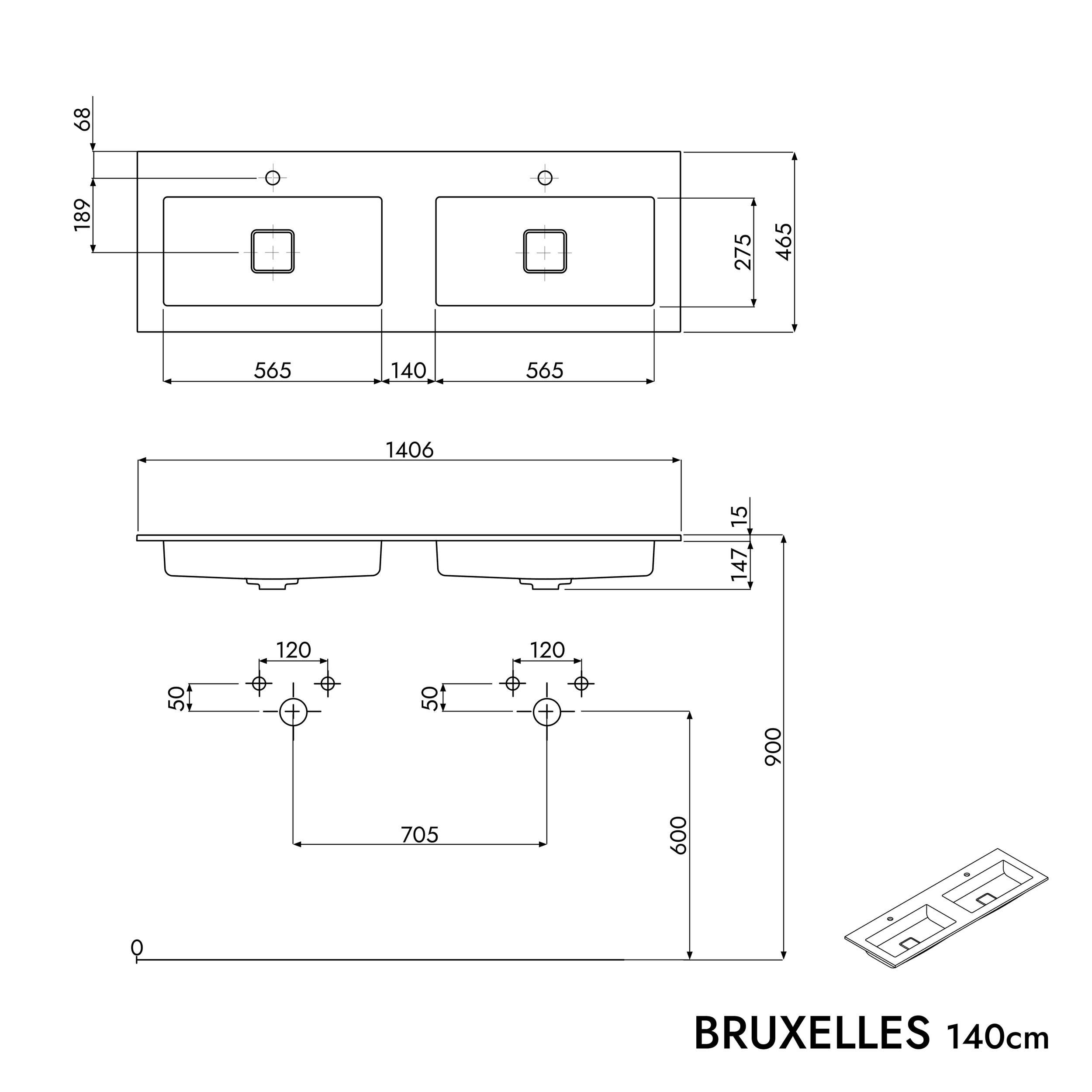 Móvel de toucador LAVOA 140 cm