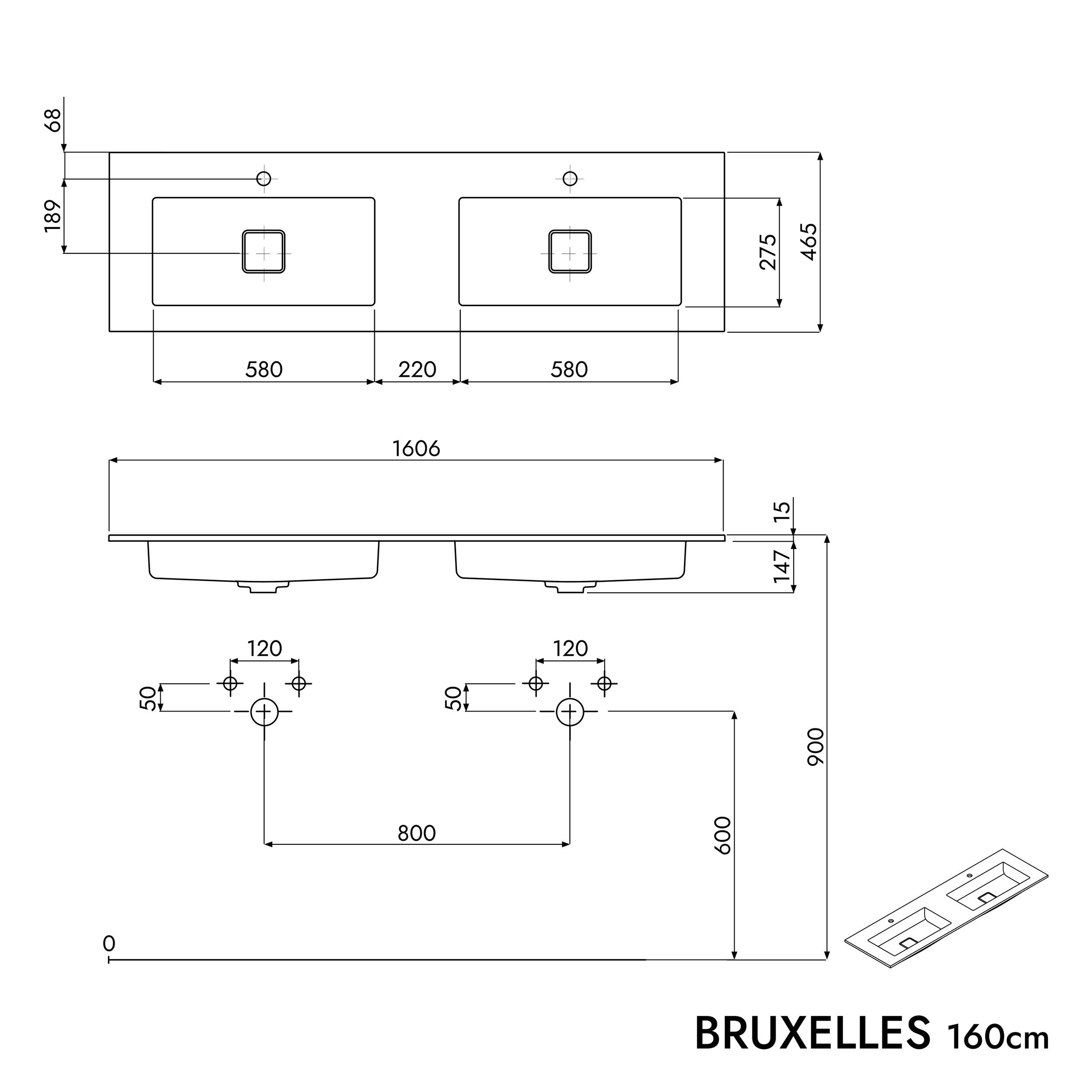Móvel de toilette LAVOA 160 cm