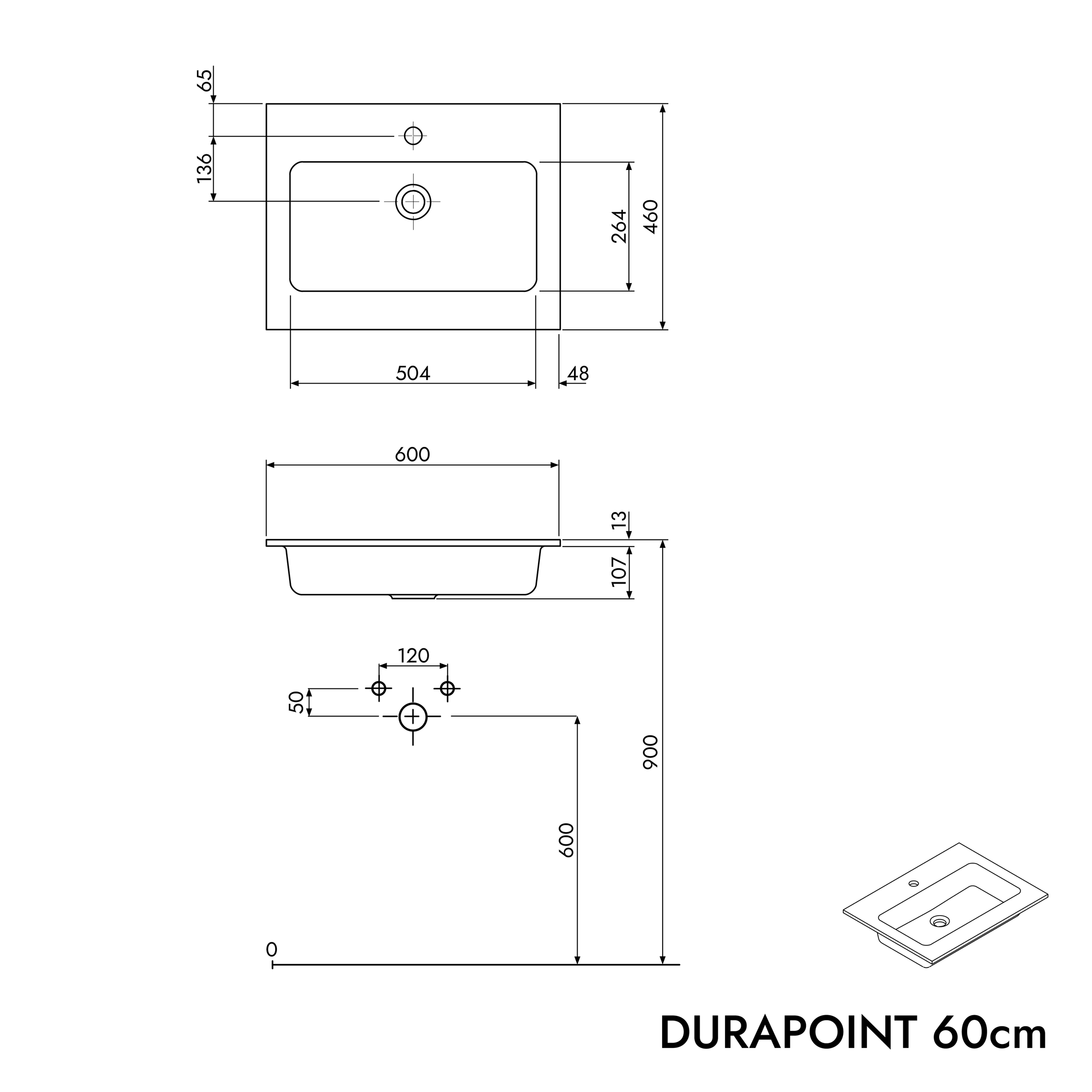 Lavatório Duravit com armário inferior TIM 60 cm