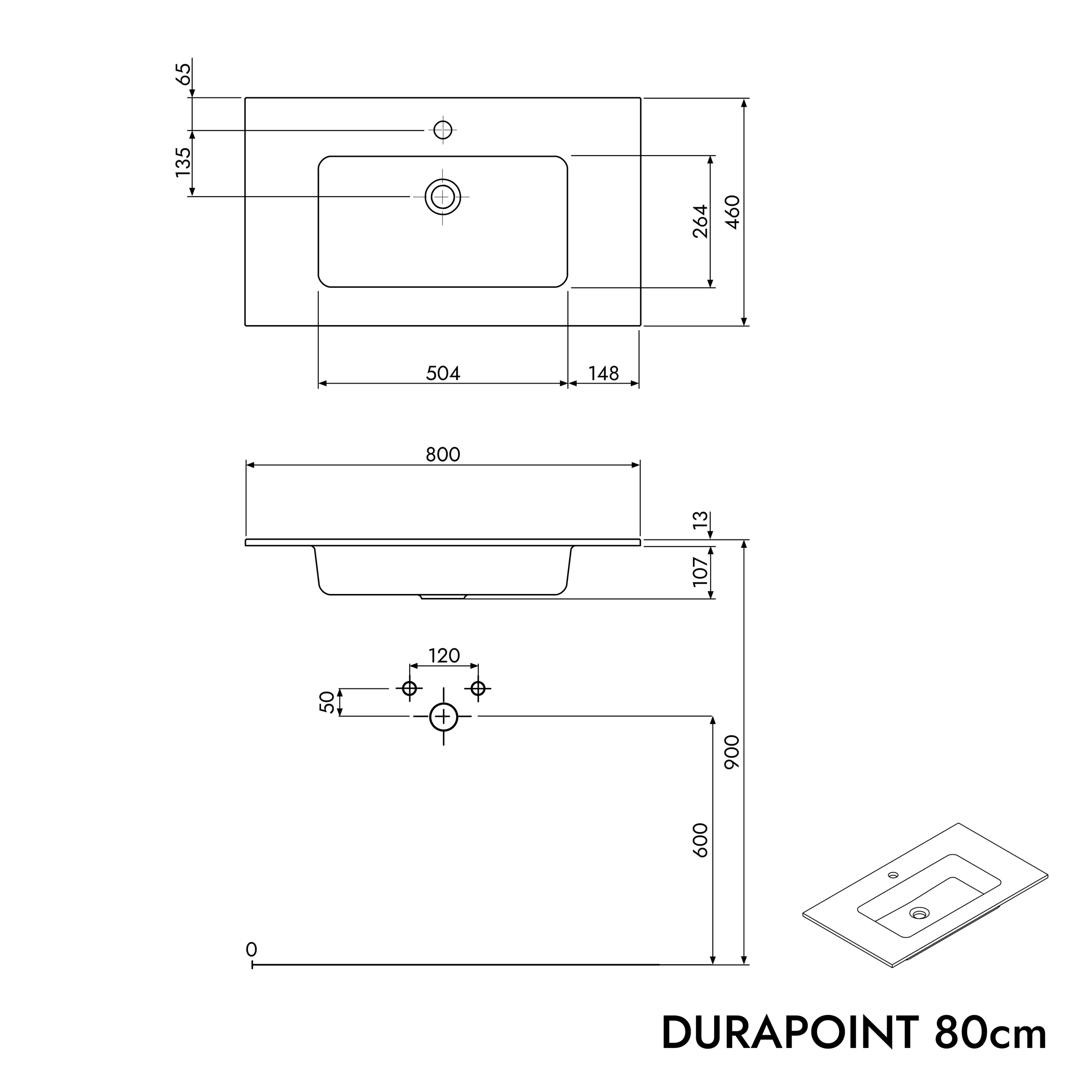 Lavatório Duravit com armário inferior TIM 80 cm