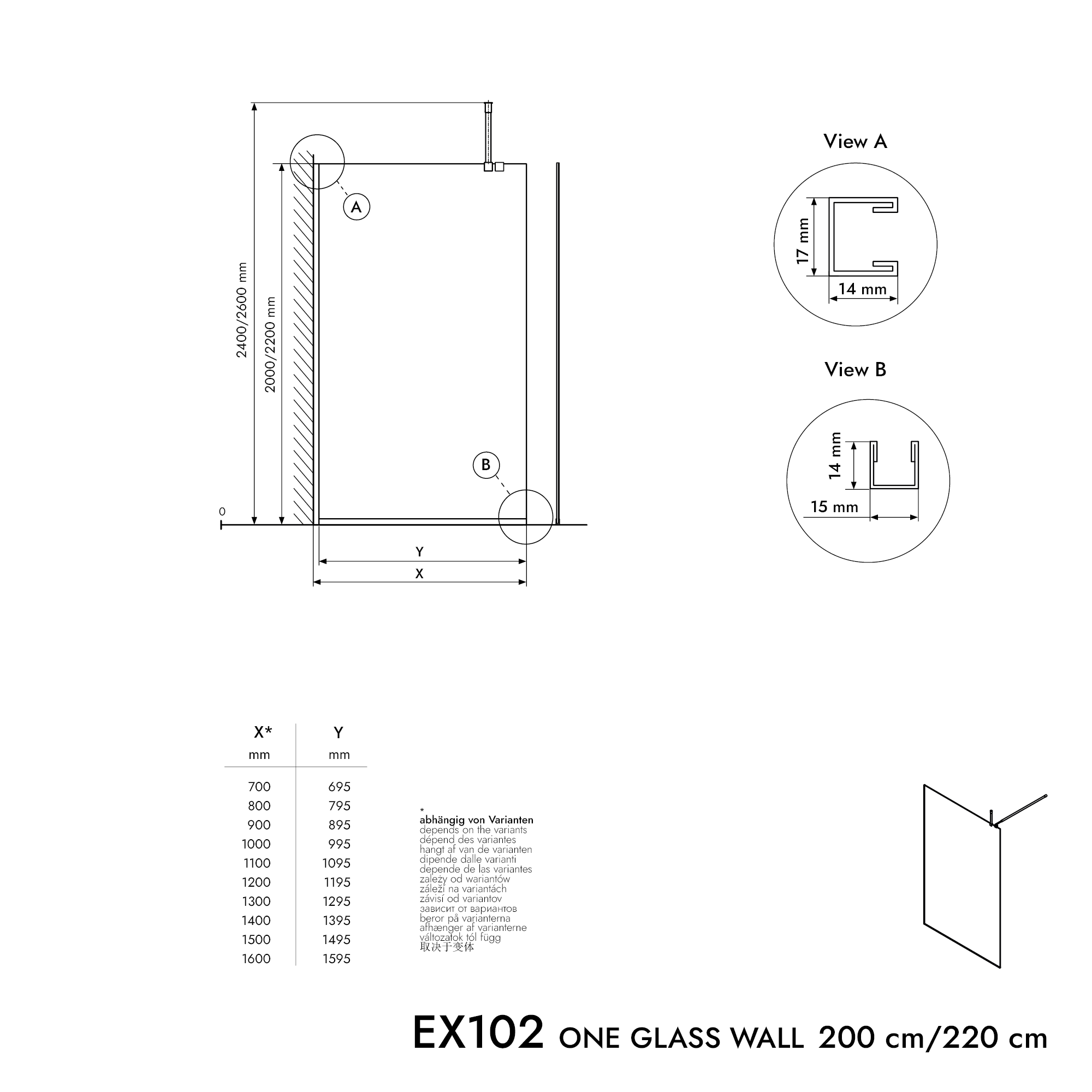 Walk-In Nano Grey glass EX102-2