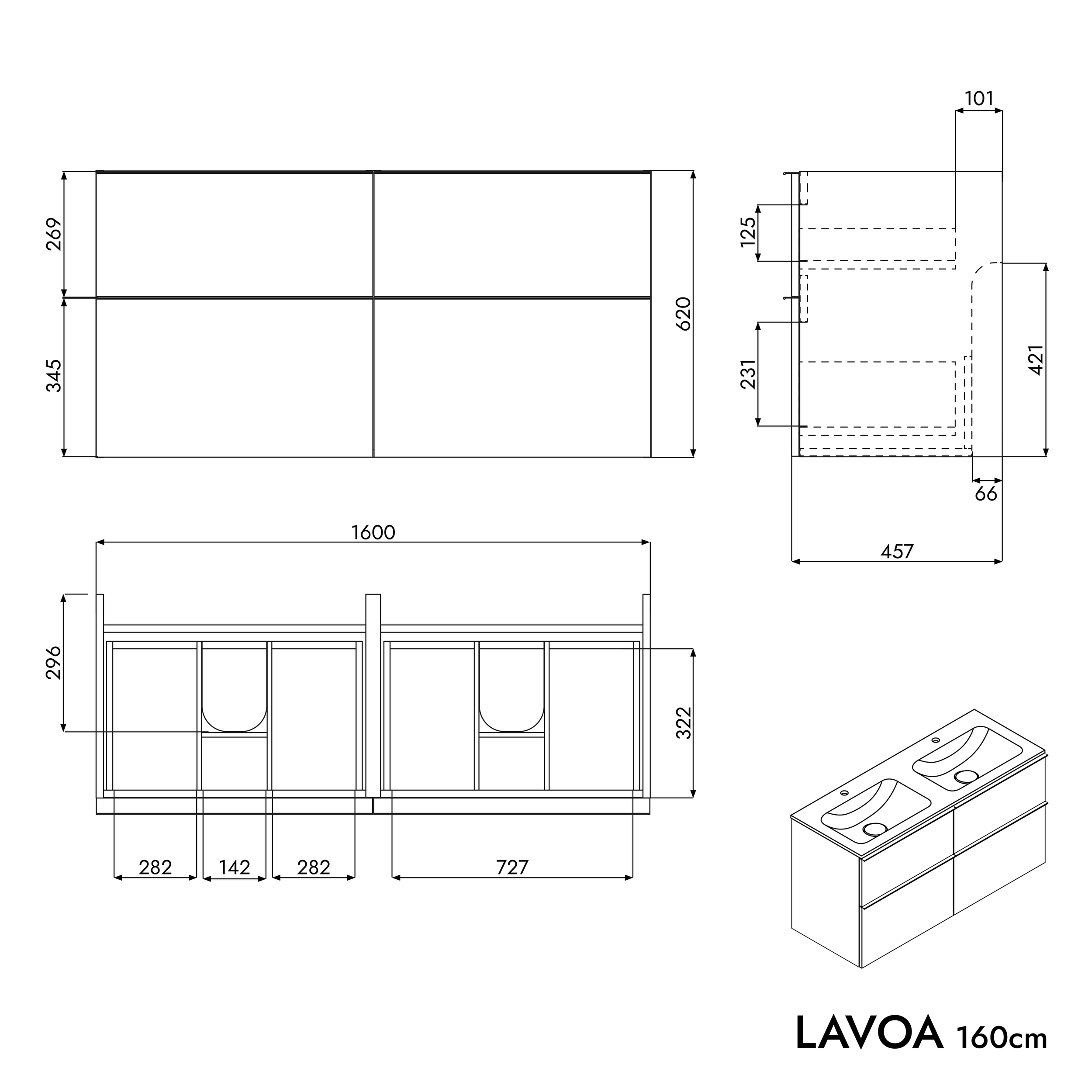 Móvel de toucador LAVOA 160 cm