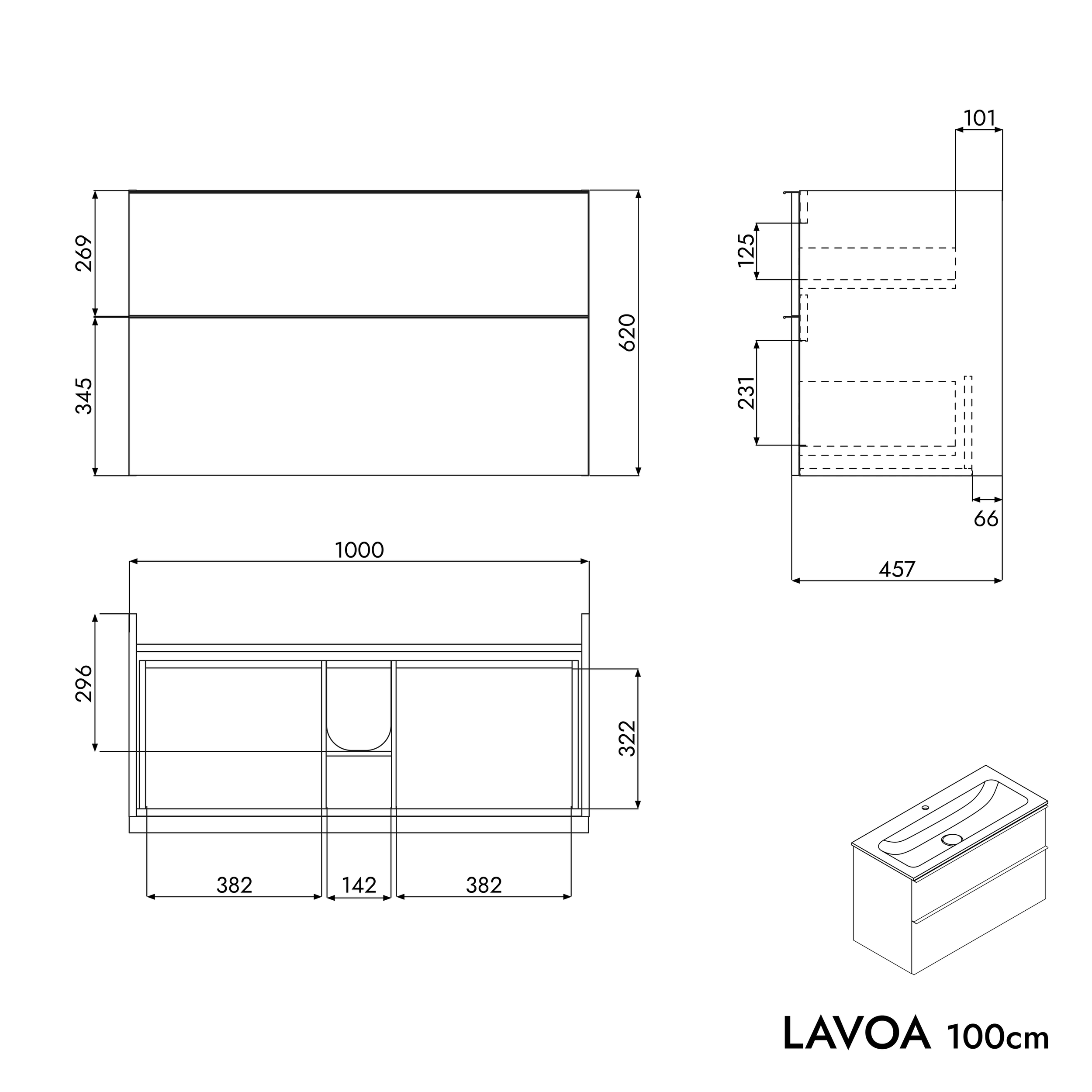 Armário de base LAVOA 100 cm