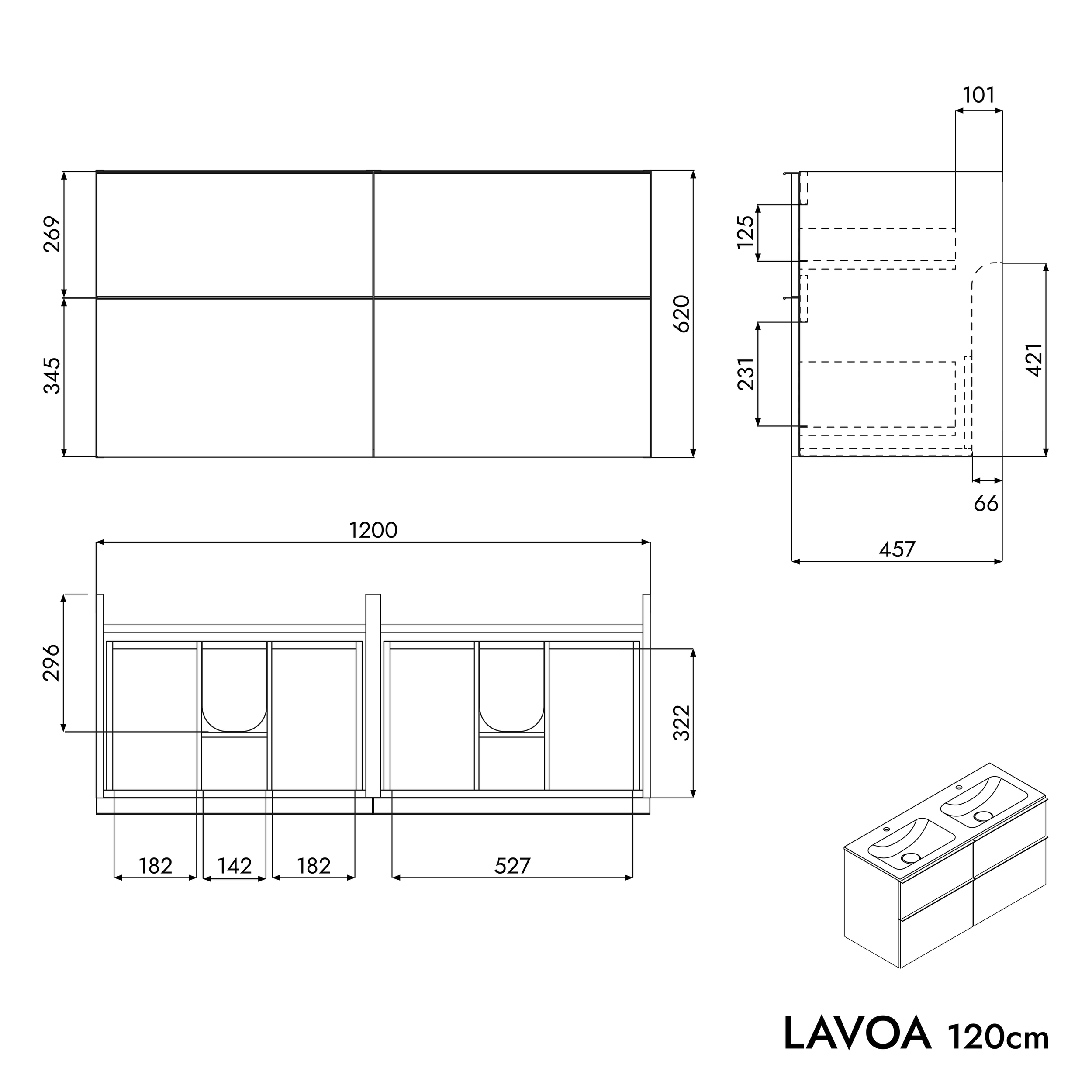 Armário de base LAVOA 120 cm