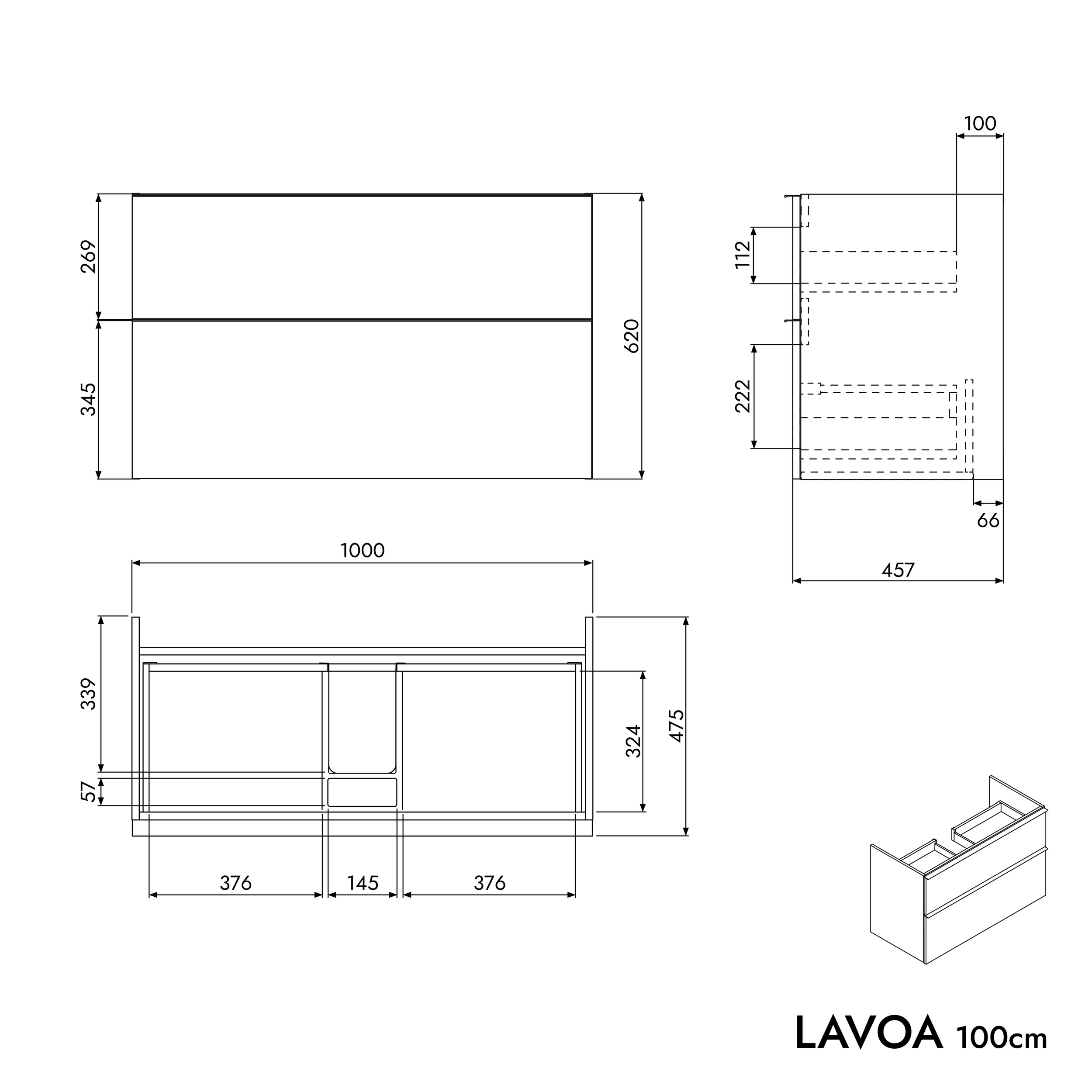 Móvel de toucador LAVOA 100 cm