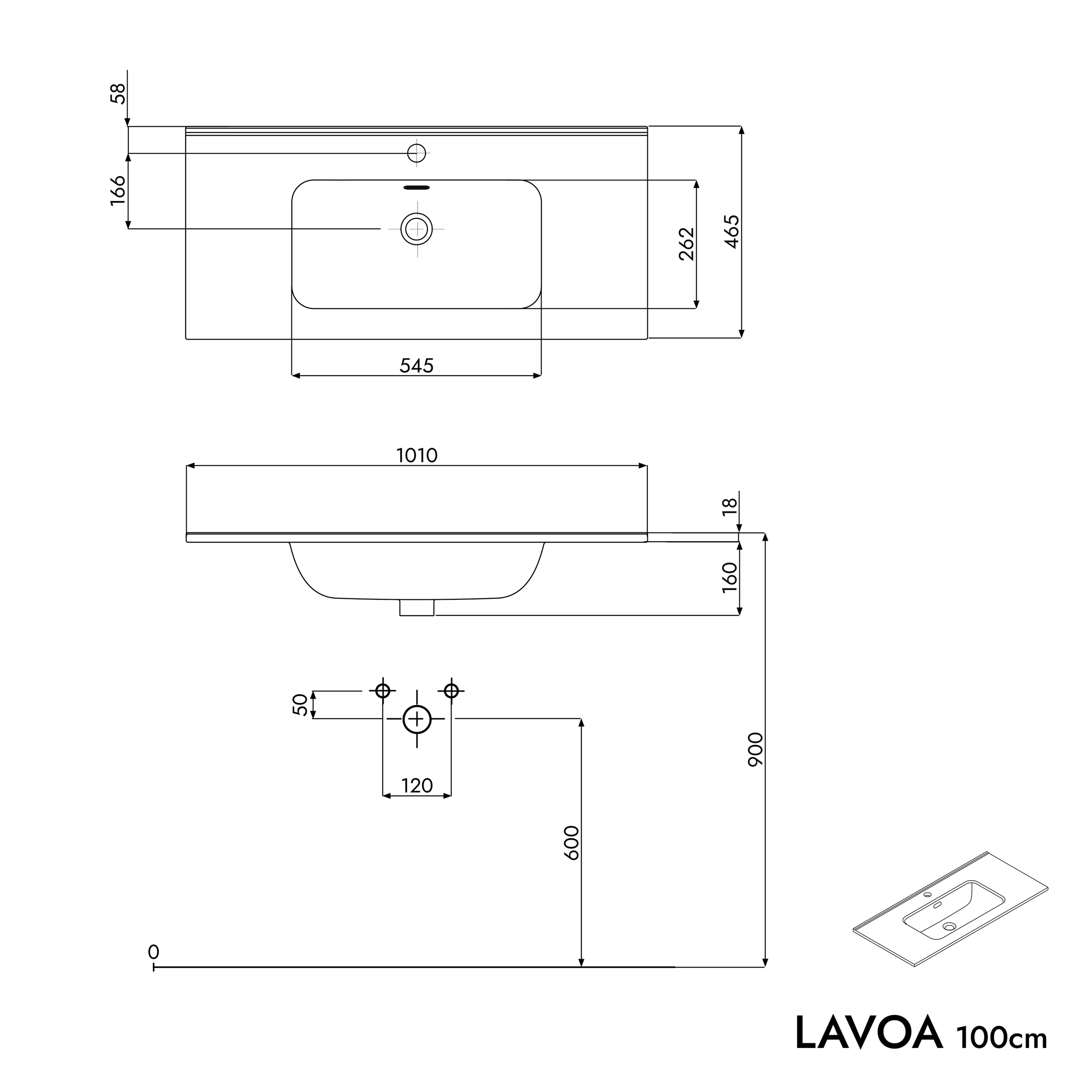 Móvel de toucador LAVOA 100 cm